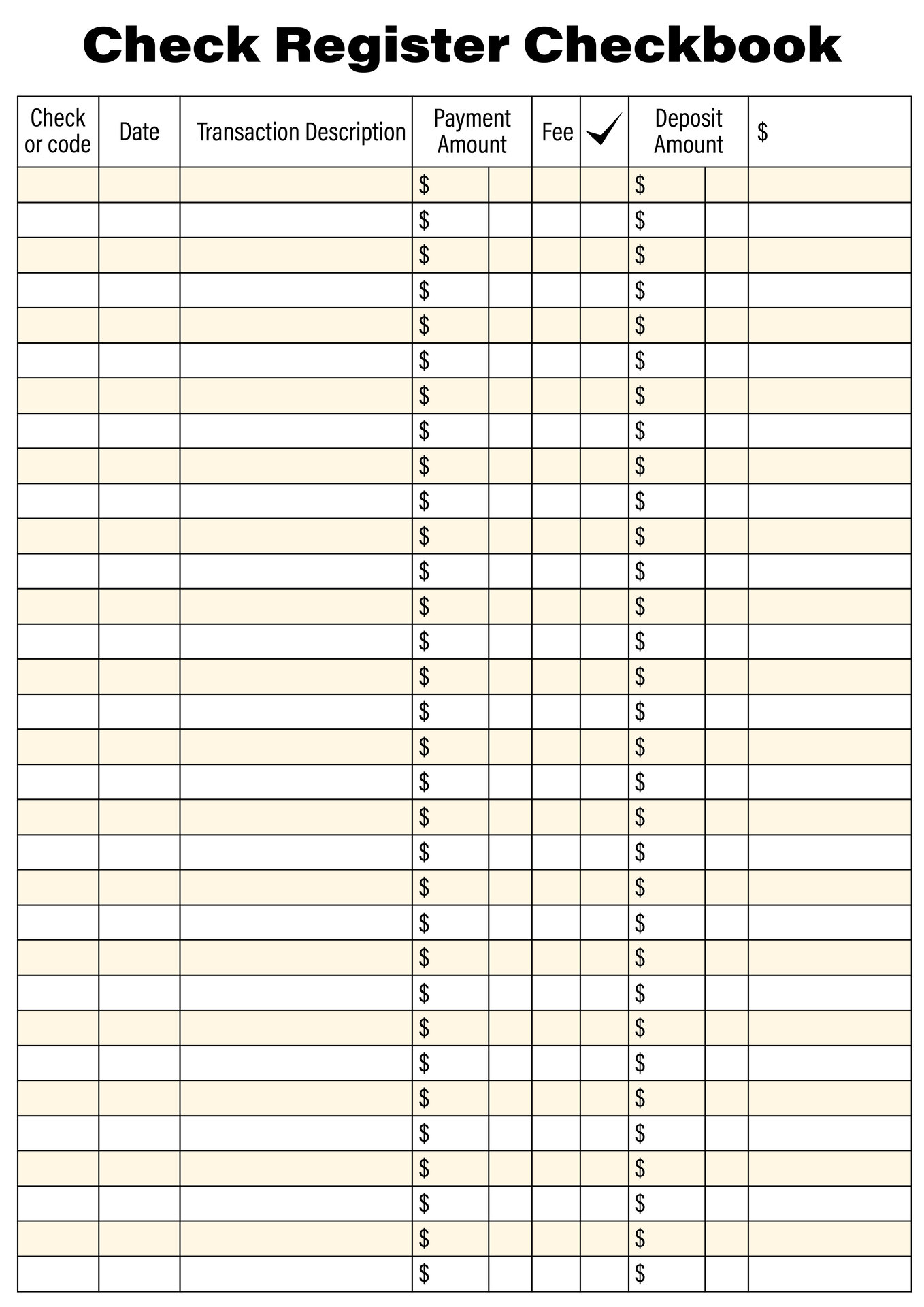 10 Best Free Printable Check Registers For Checkbooks Printablee