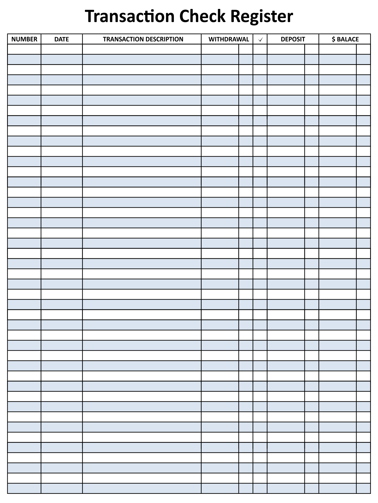 Free Printable Check Transaction Register