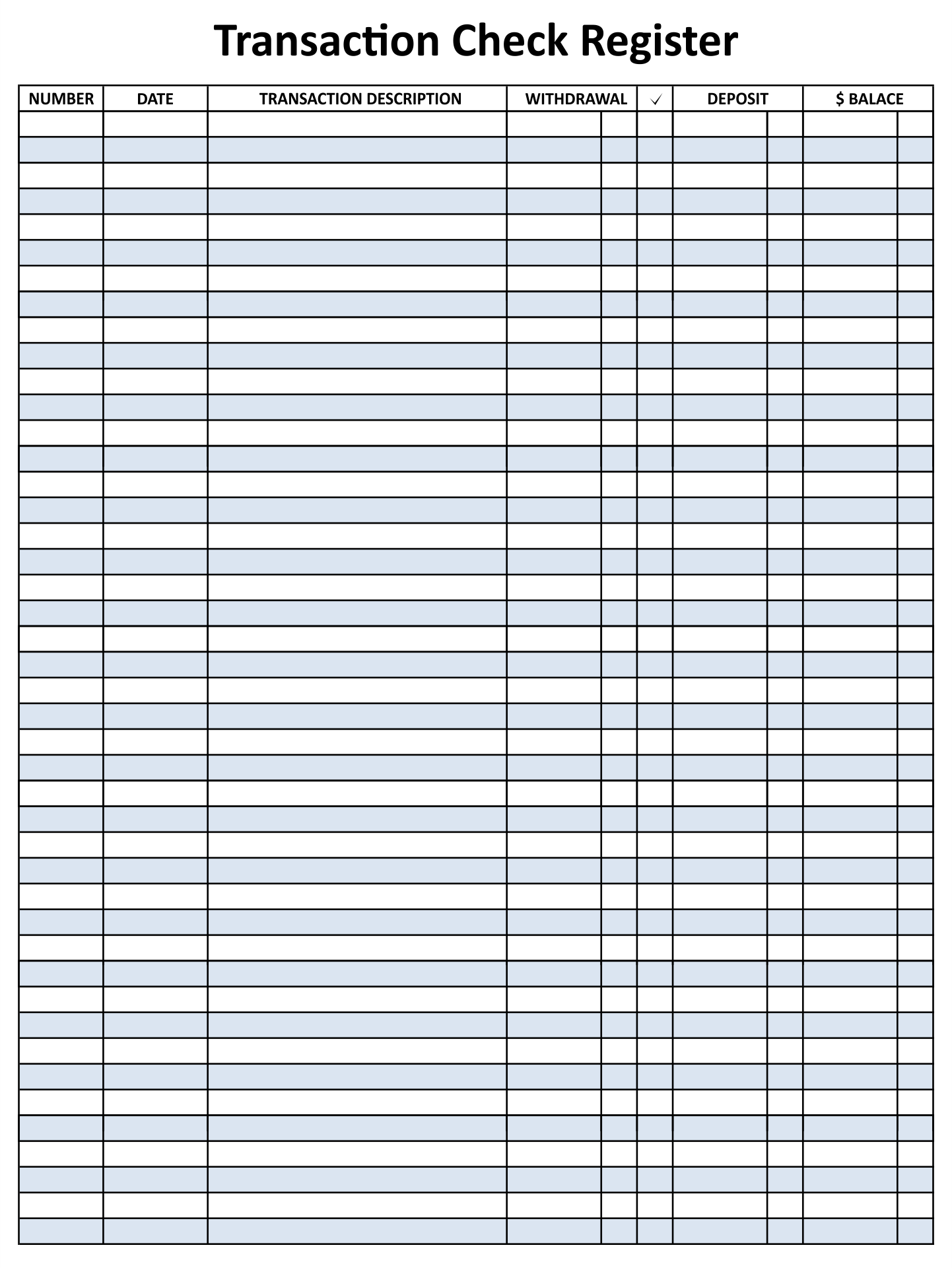 Free Printable Blank Check Register Template Printable Templates
