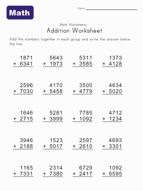 6 Best Images of Printable Addition Math Problems - Printable Math ...