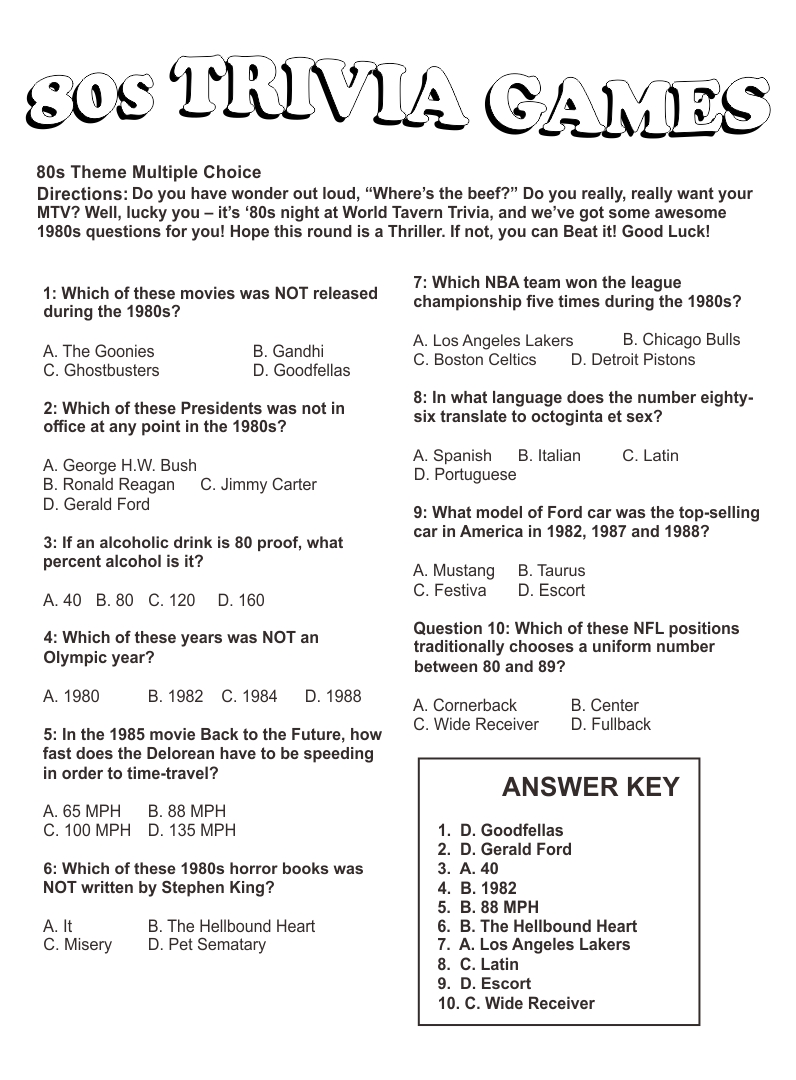 Free Printable 1970'S Trivia Questions And Answers Printable