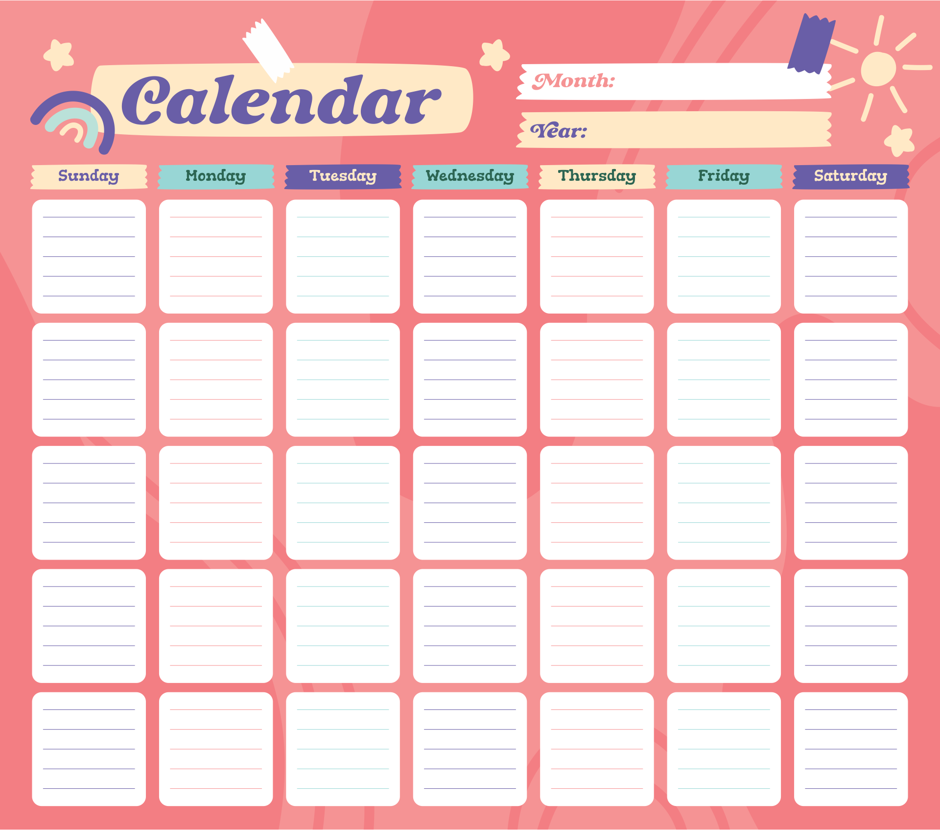 Blank Calander Template from www.printablee.com