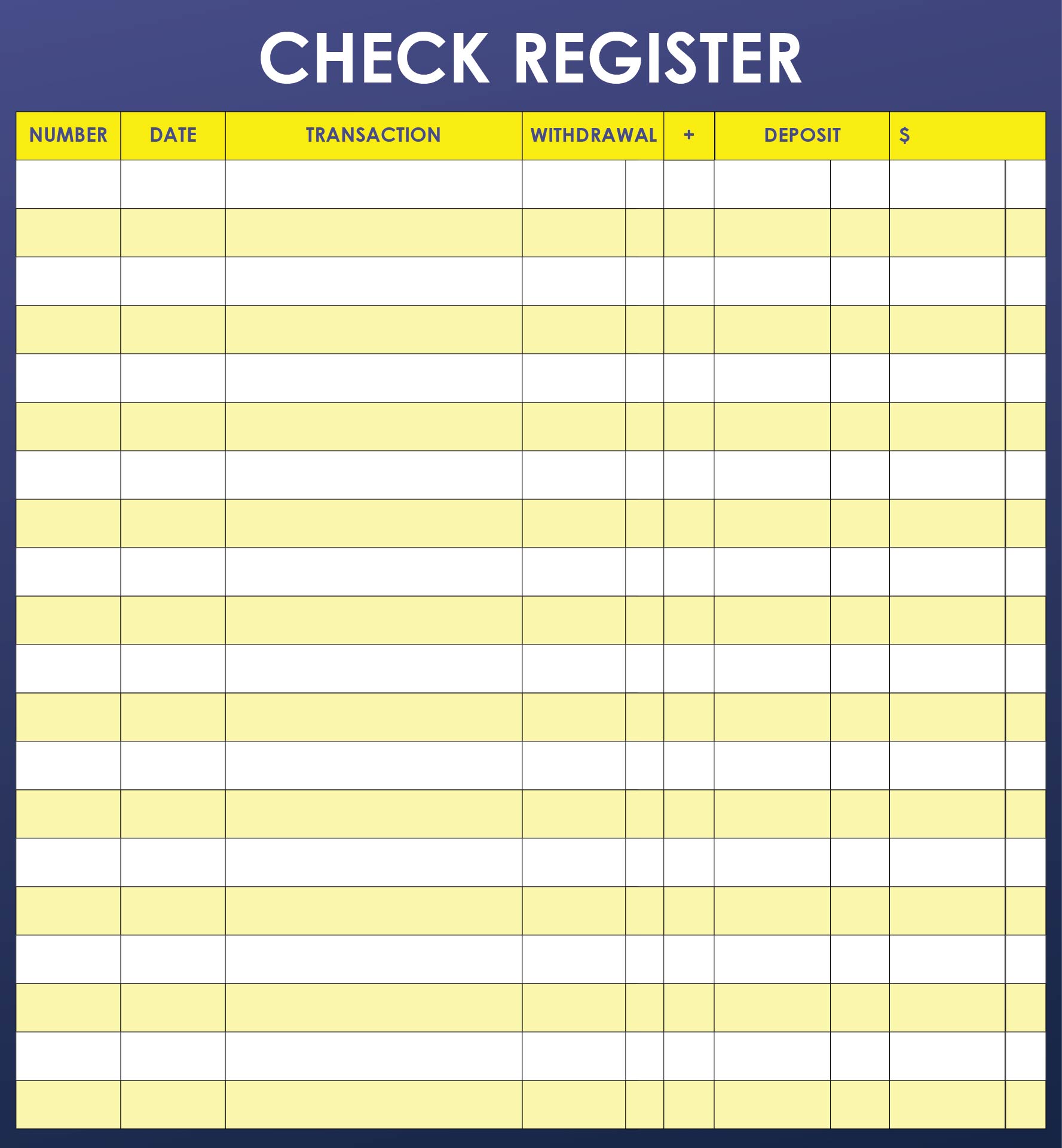 Free Printable Check Register Forms