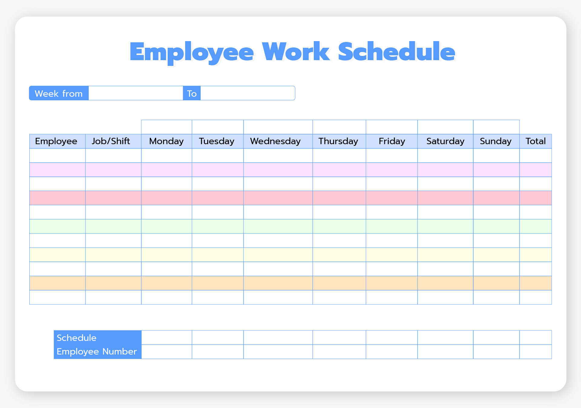 Free Weekly Employee Work Schedule Template Pdf FREE PRINTABLE TEMPLATES