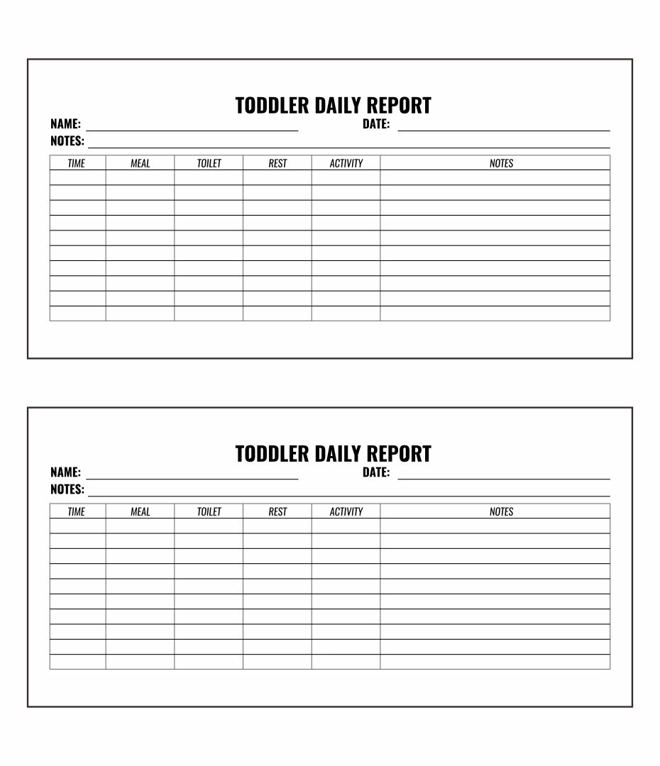 Printable Preschool Daily Report Sheets