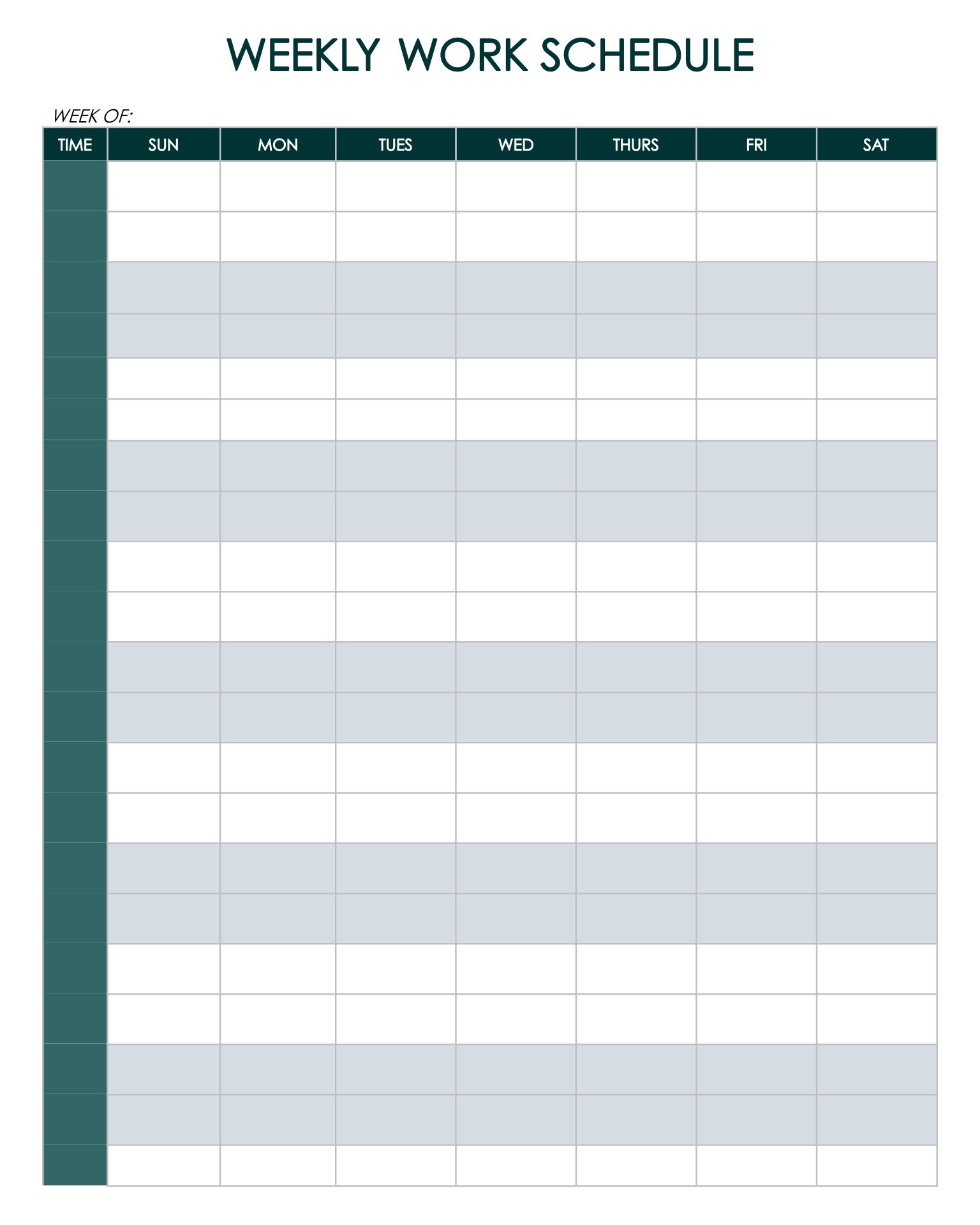 Printable Free Weekly Employee Work Schedule Template