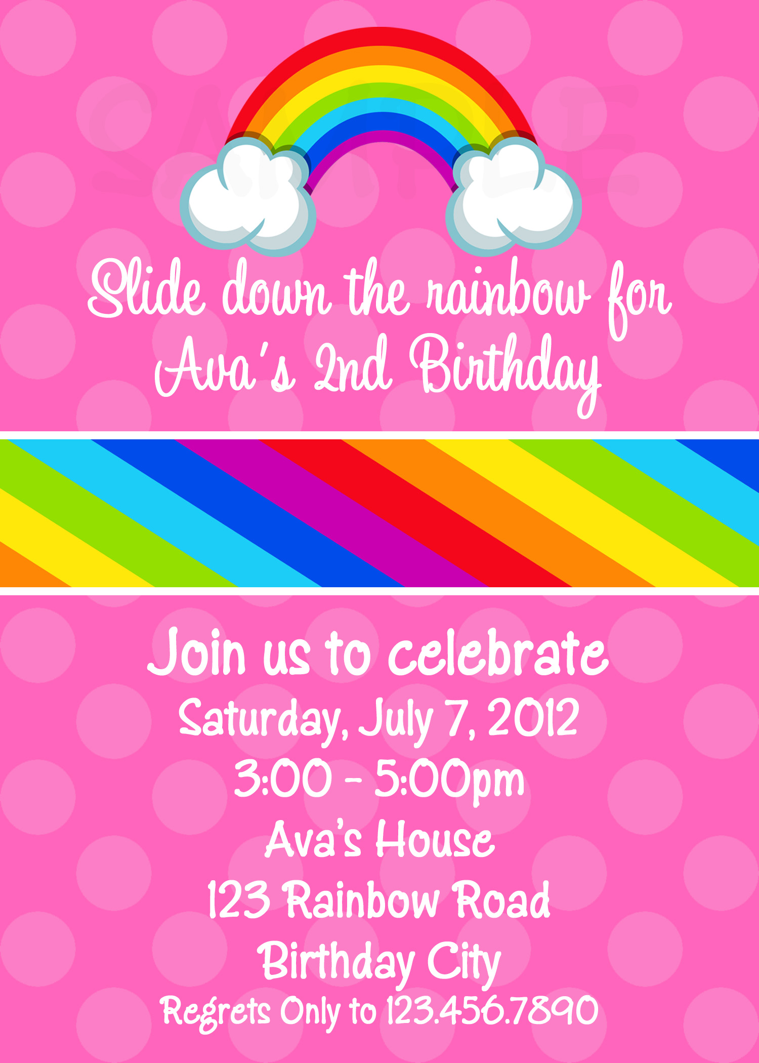 Free Printable Rainbow Invitations Birthday 3