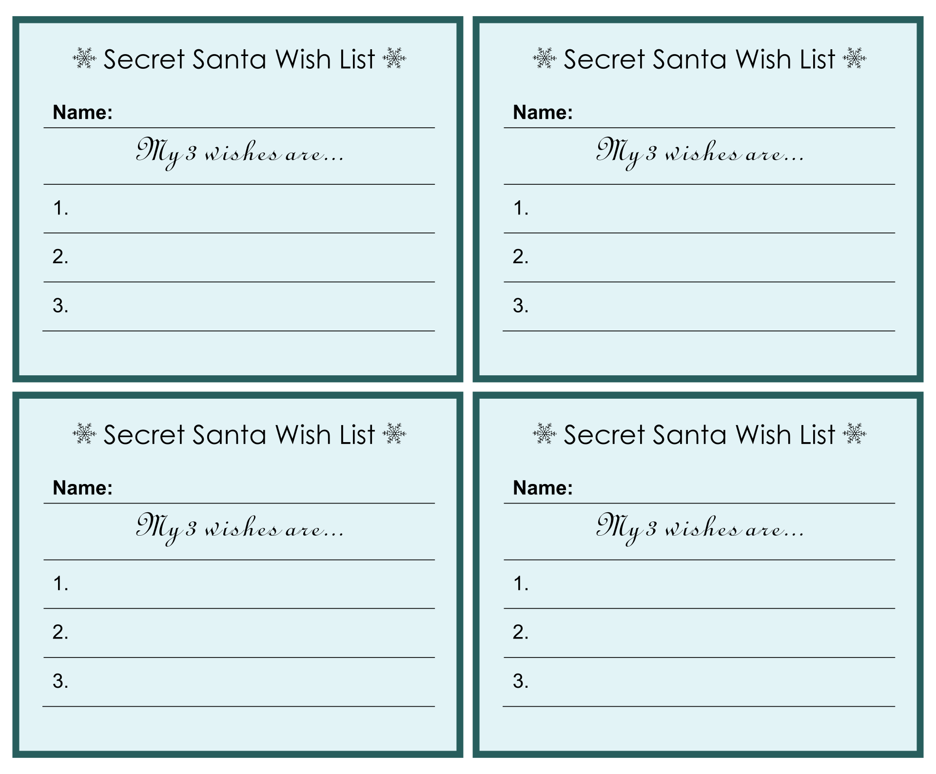 10 Best Secret Santa List Printable