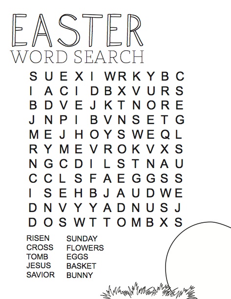 Sunday School Easter Word Search Printable