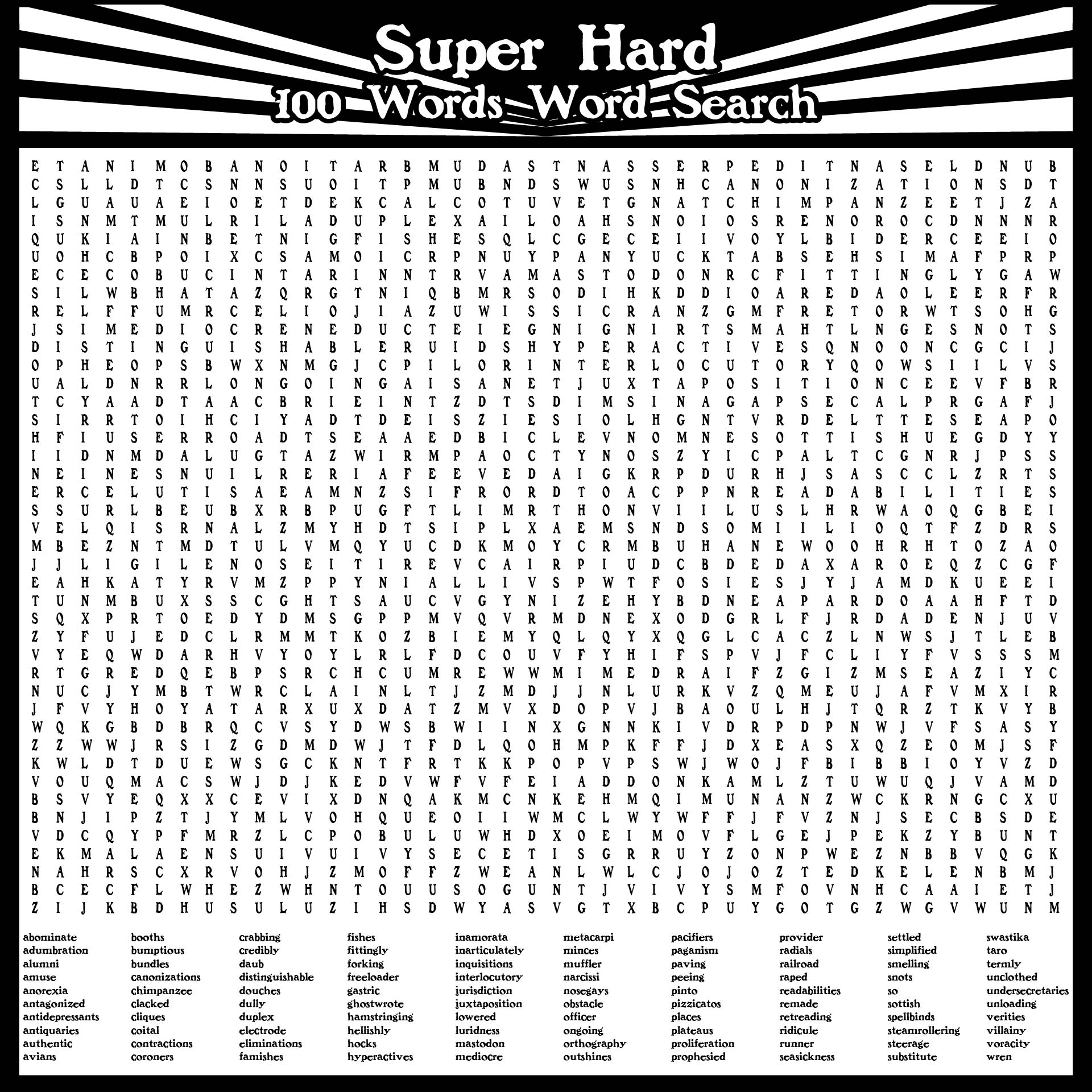 Printable Word Searches Hard