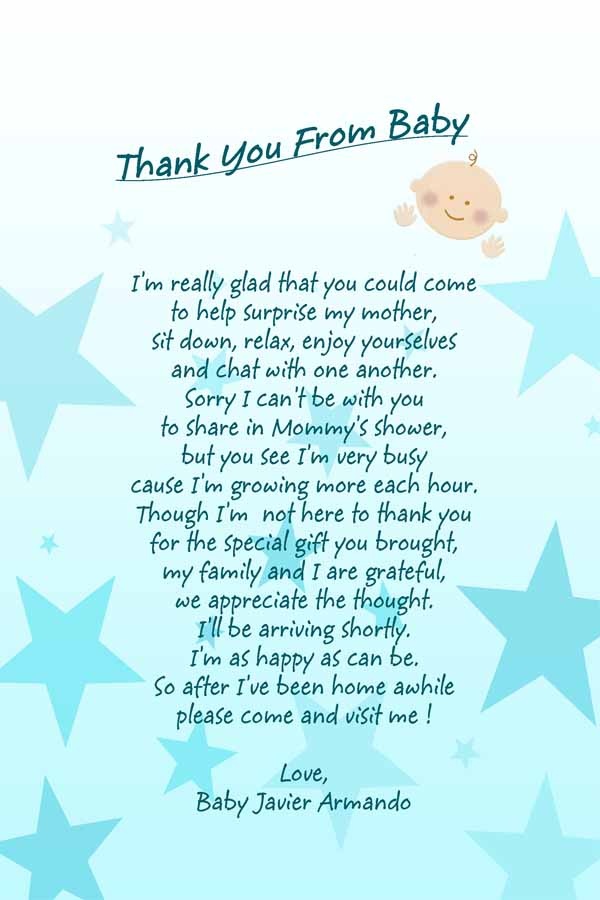 Baby Shower Thank You Poems