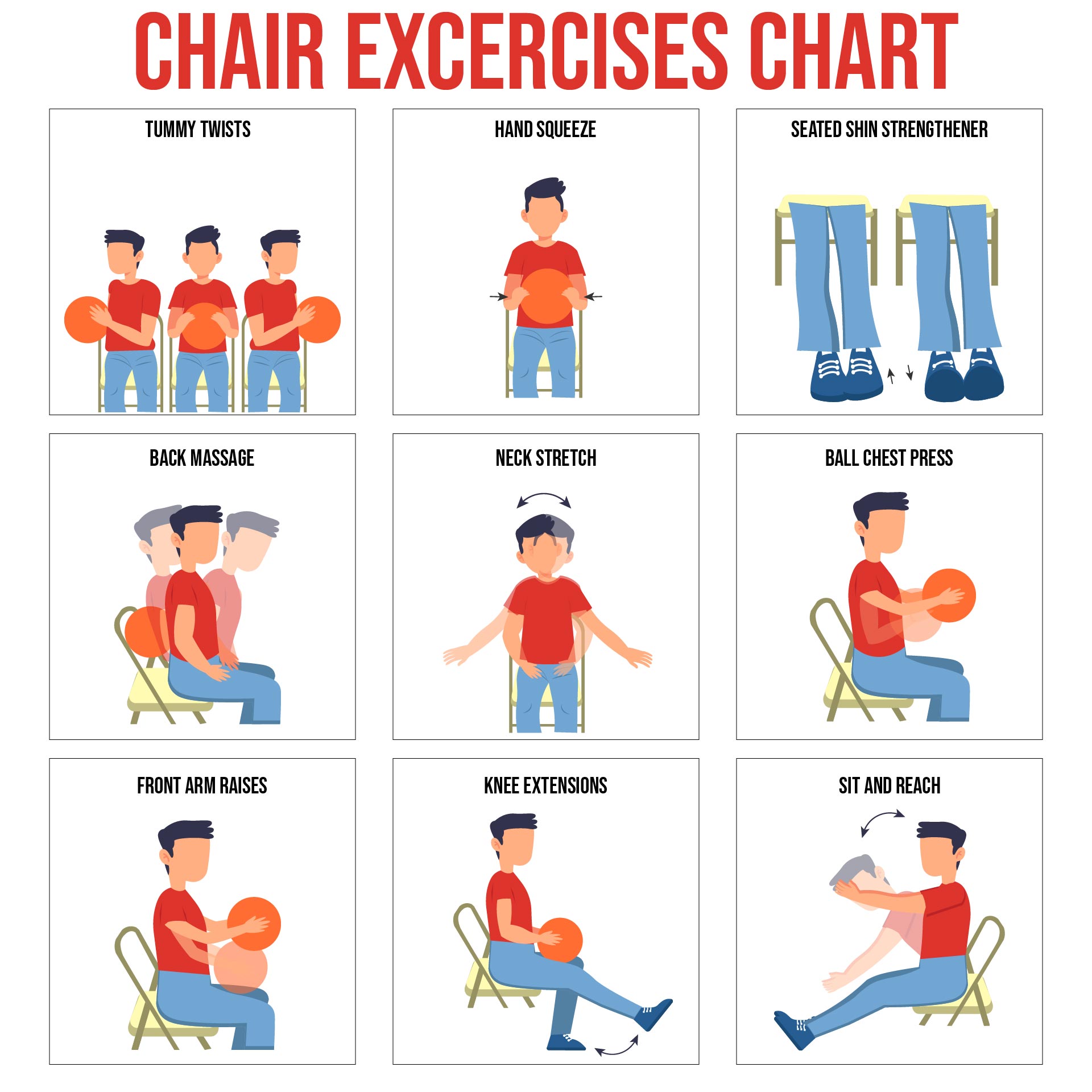 10 Best Printable Chair Exercises PDF for Free at Printablee