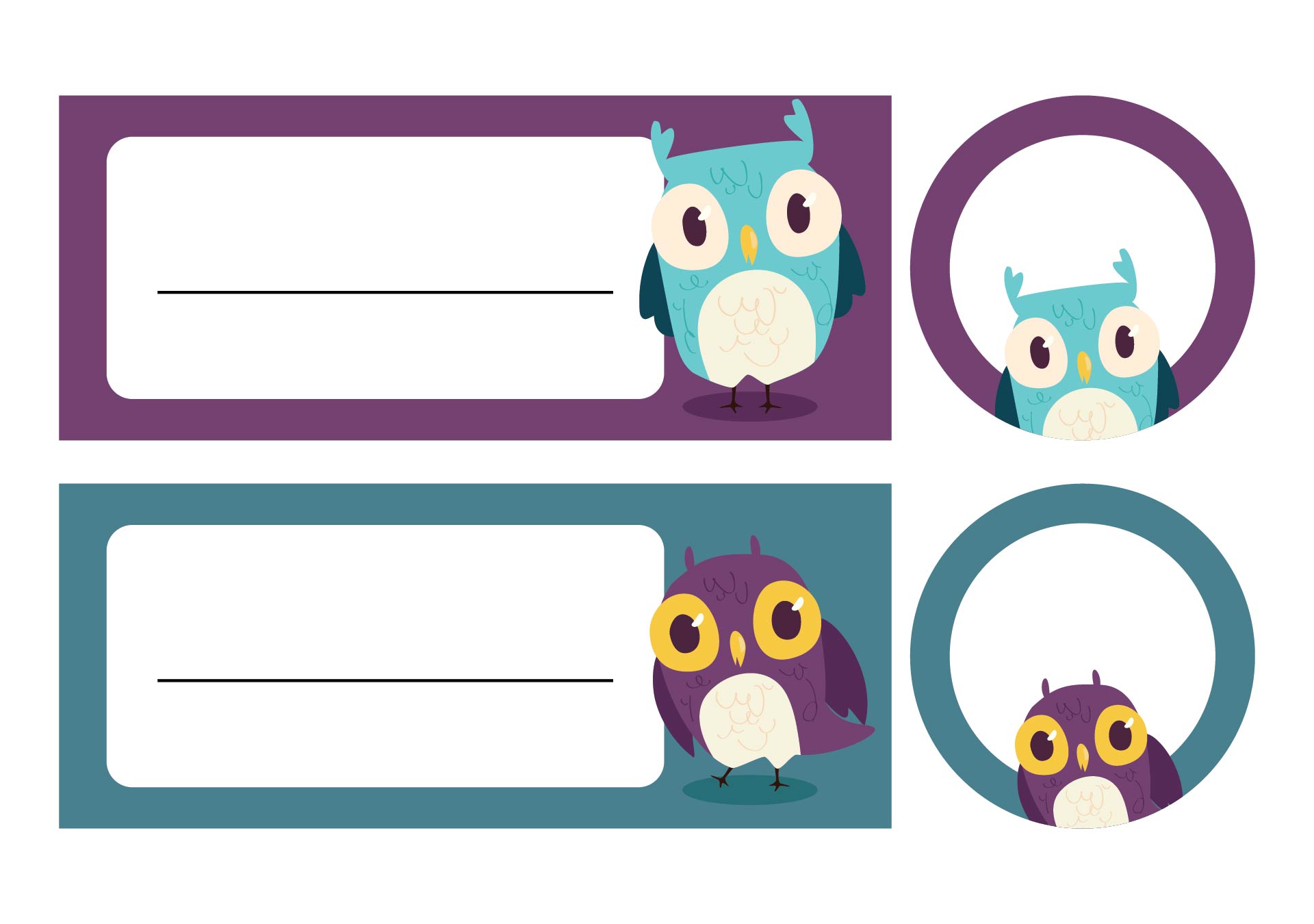 Colorful Owl Name Tags