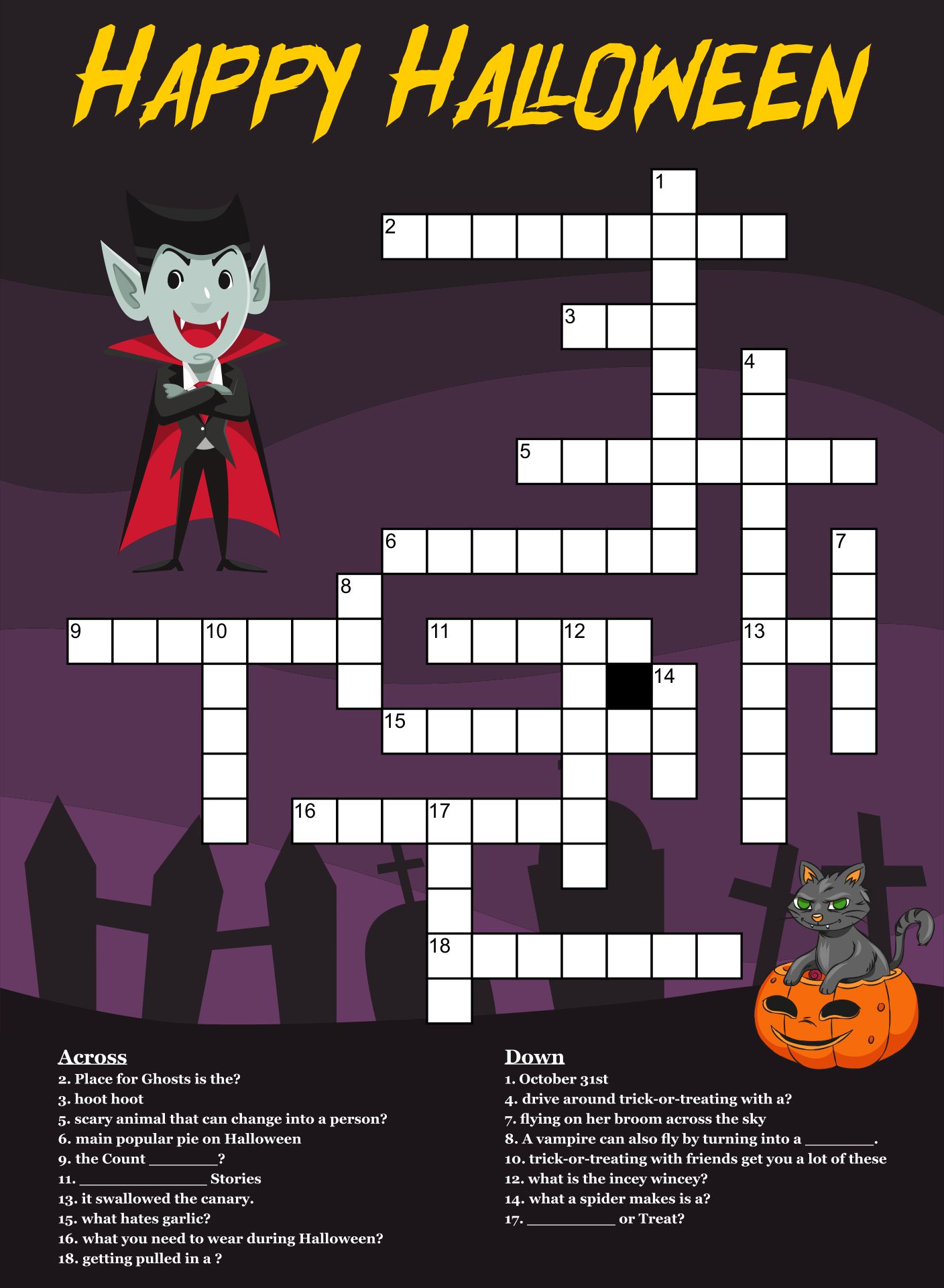 15 Best Halloween Crossword Puzzles Printable