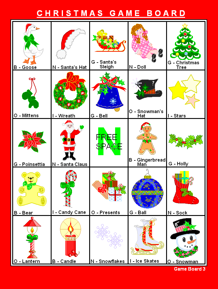 Printable Christmas Bingo Game