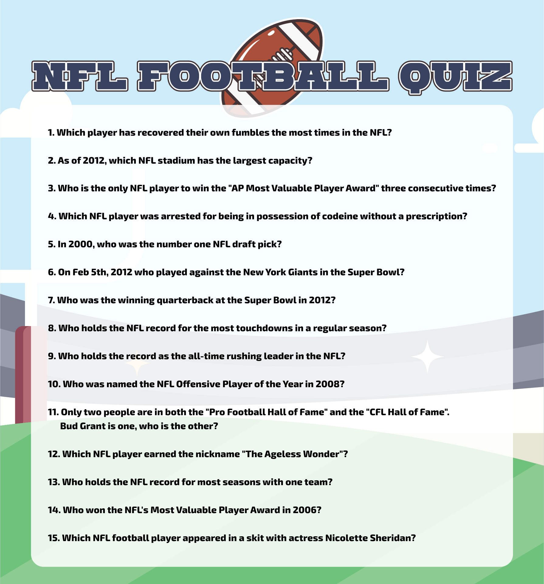 7 Best NFL Printable Quizzes PDF for Free at Printablee