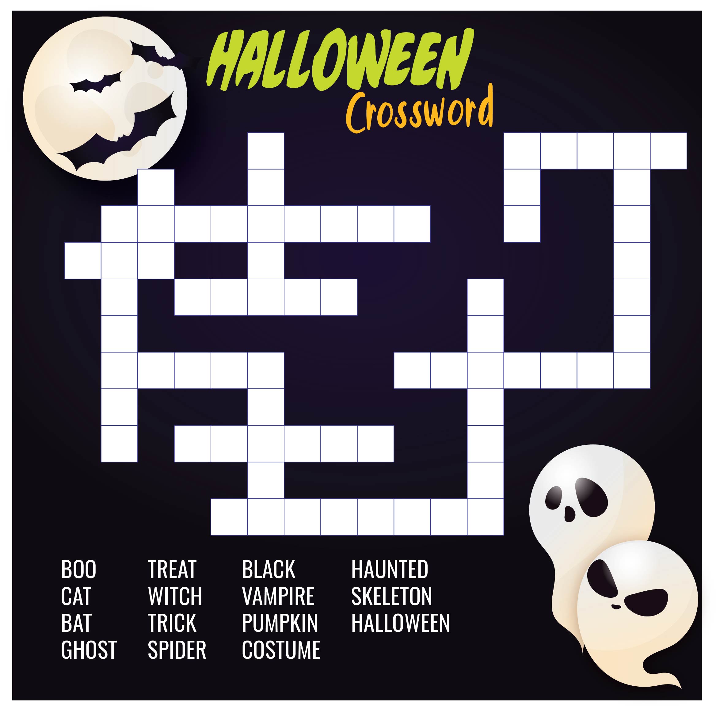 Printable Halloween Crosswords for Kids