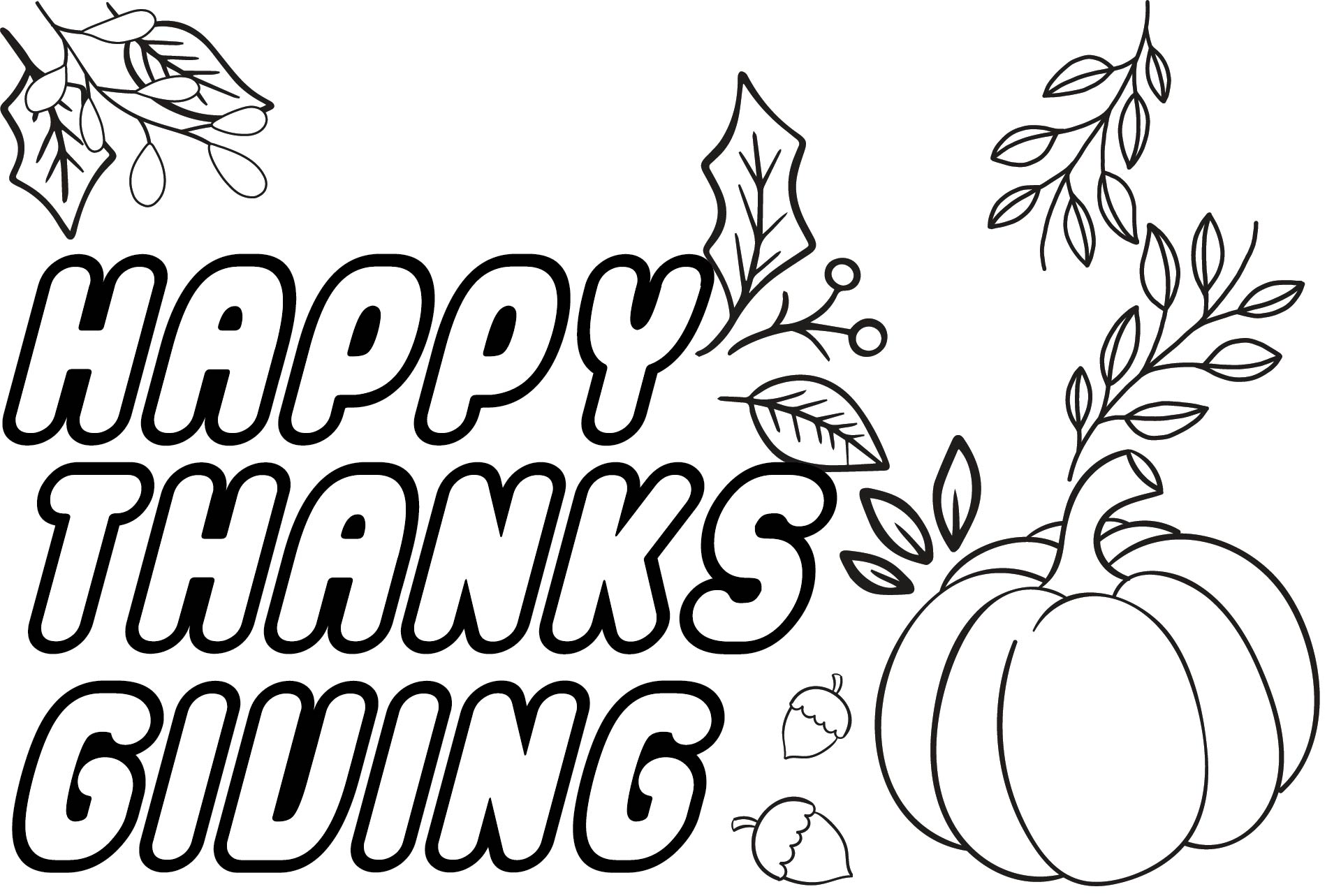 Thank You Printable Thanksgiving Color