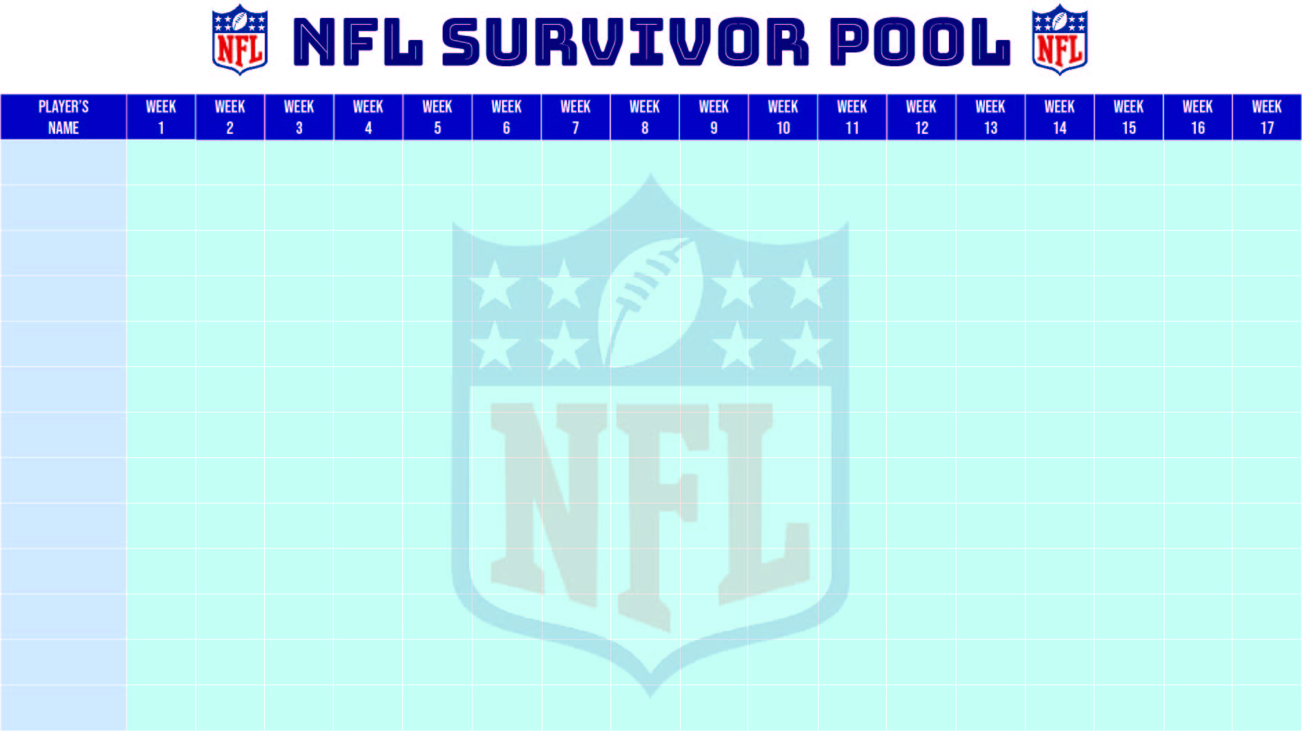 NFL Printable Football Pool Sheets