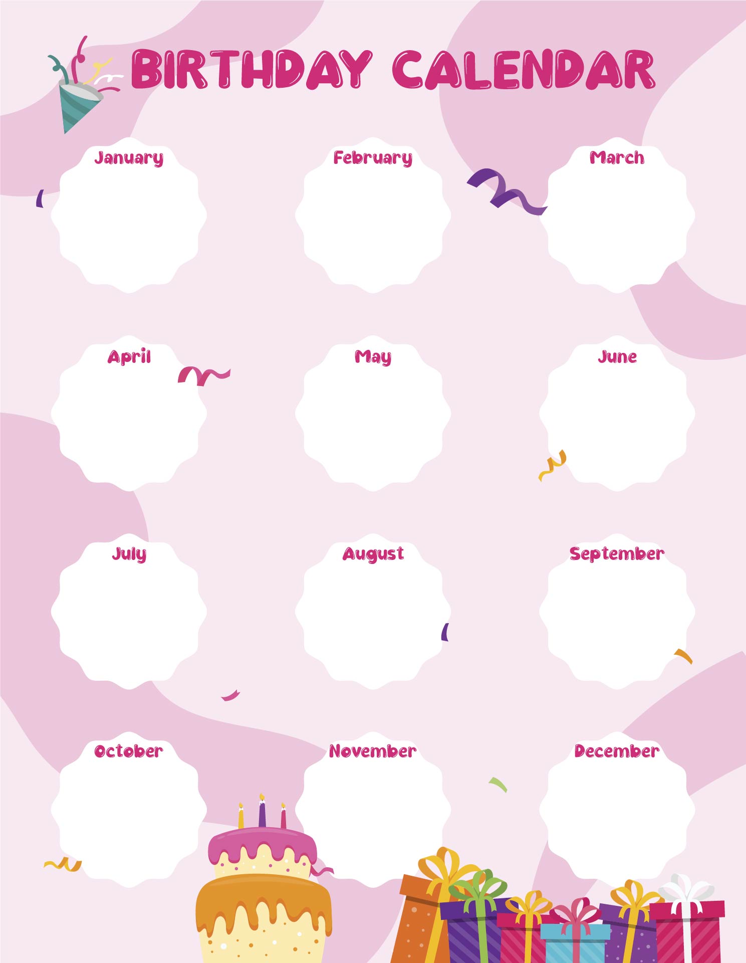 Printable Birthday Calendar Template