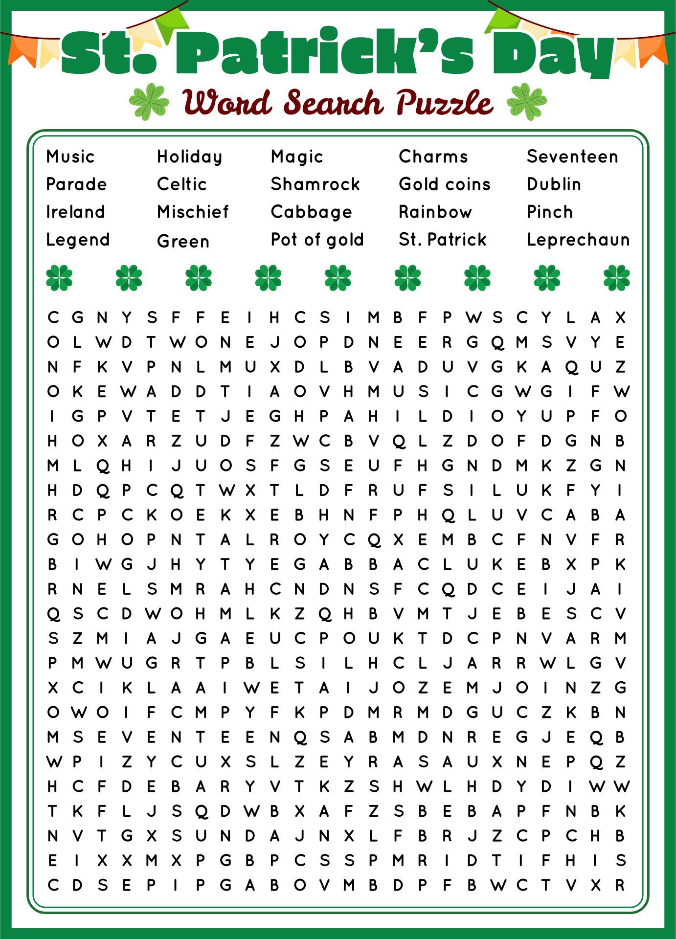 St. Patricks Day Word Searches