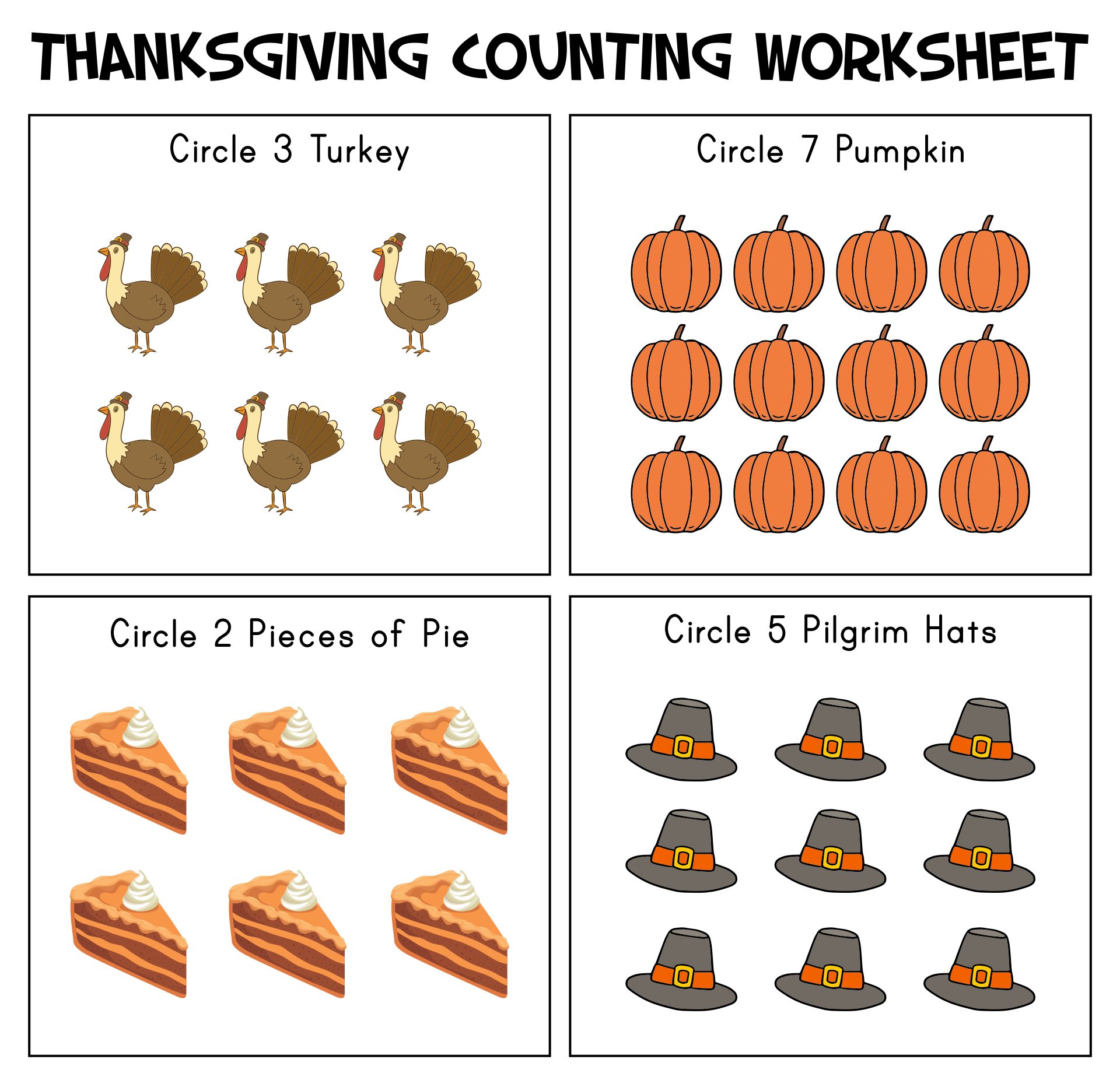 Thanksgiving Preschool Worksheets Printables