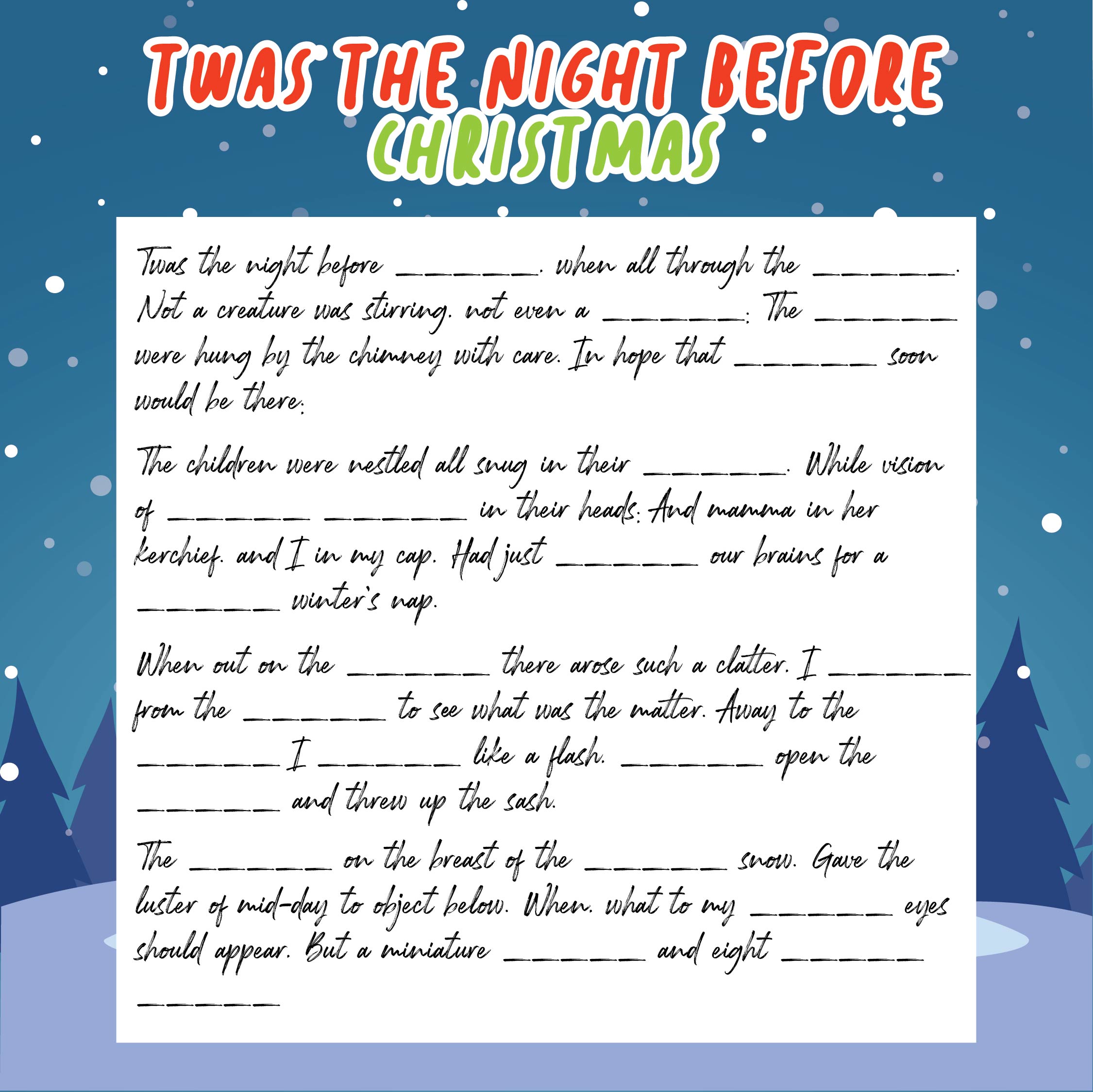 Night Before Christmas Mad Libs Printable