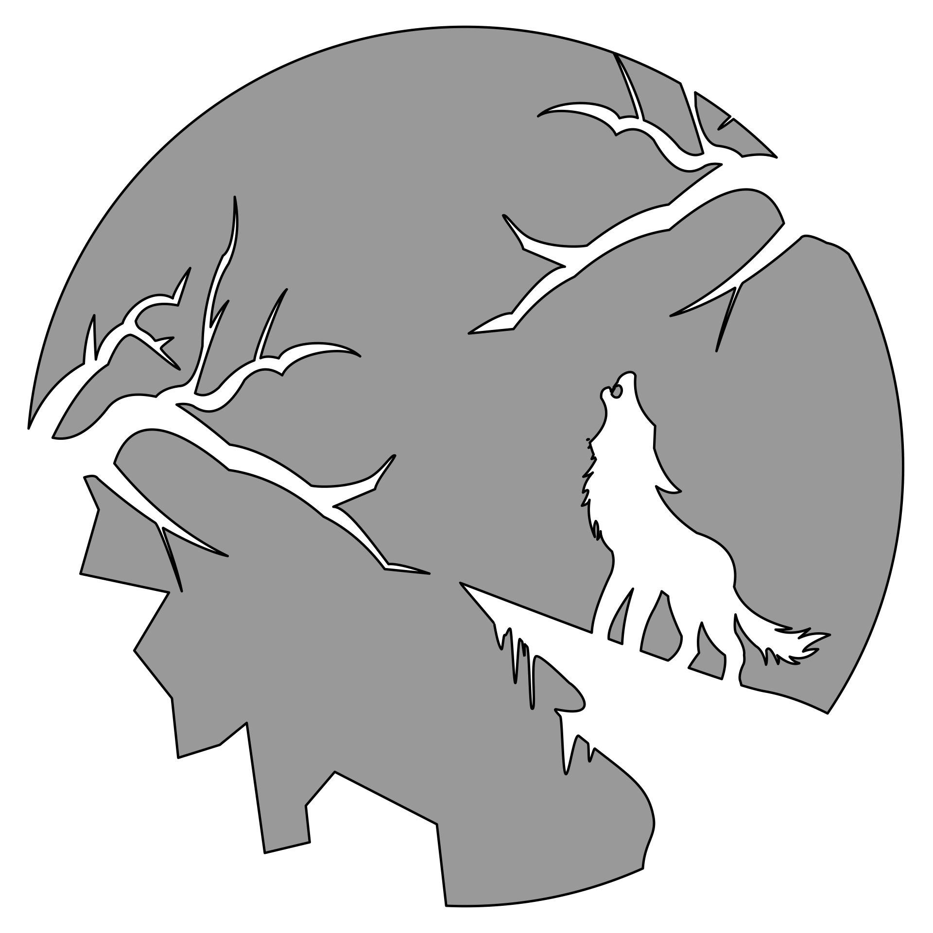 Easy Printable Wolf Pumpkin Stencil