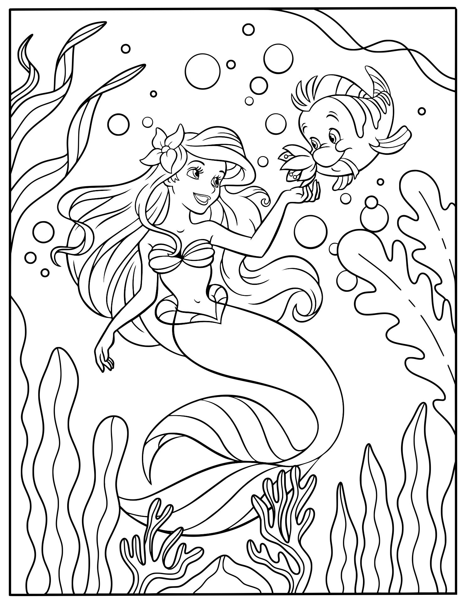 Disney Ariel Coloring Pages Printable Free