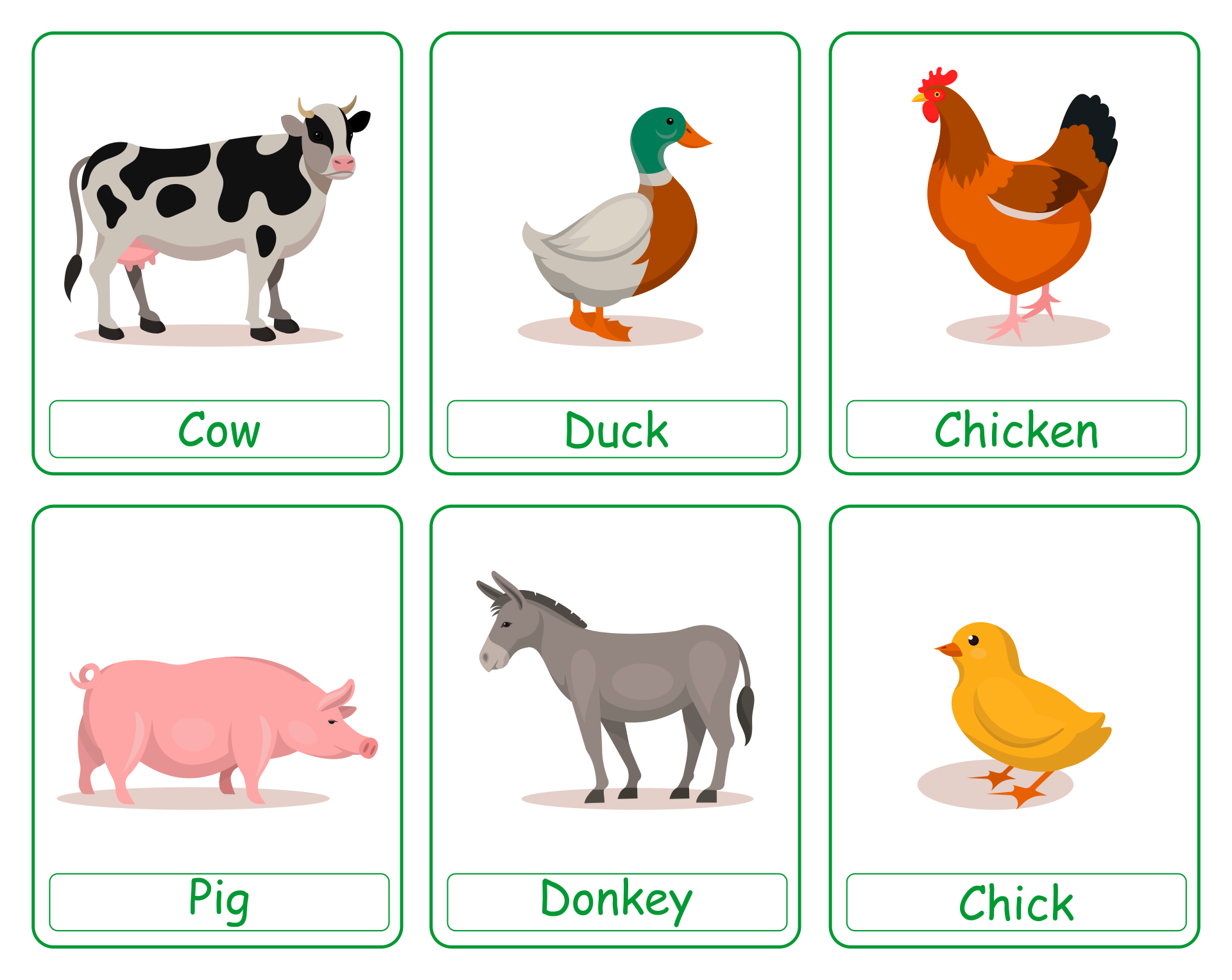 Farm Animal Flash Cards Printable