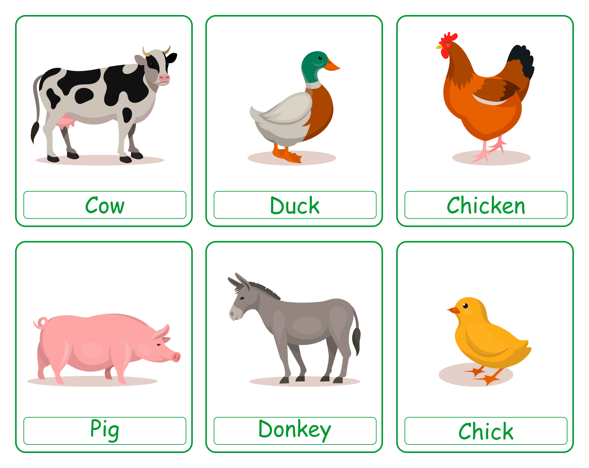 Farm Animal Flash Cards Printable Free