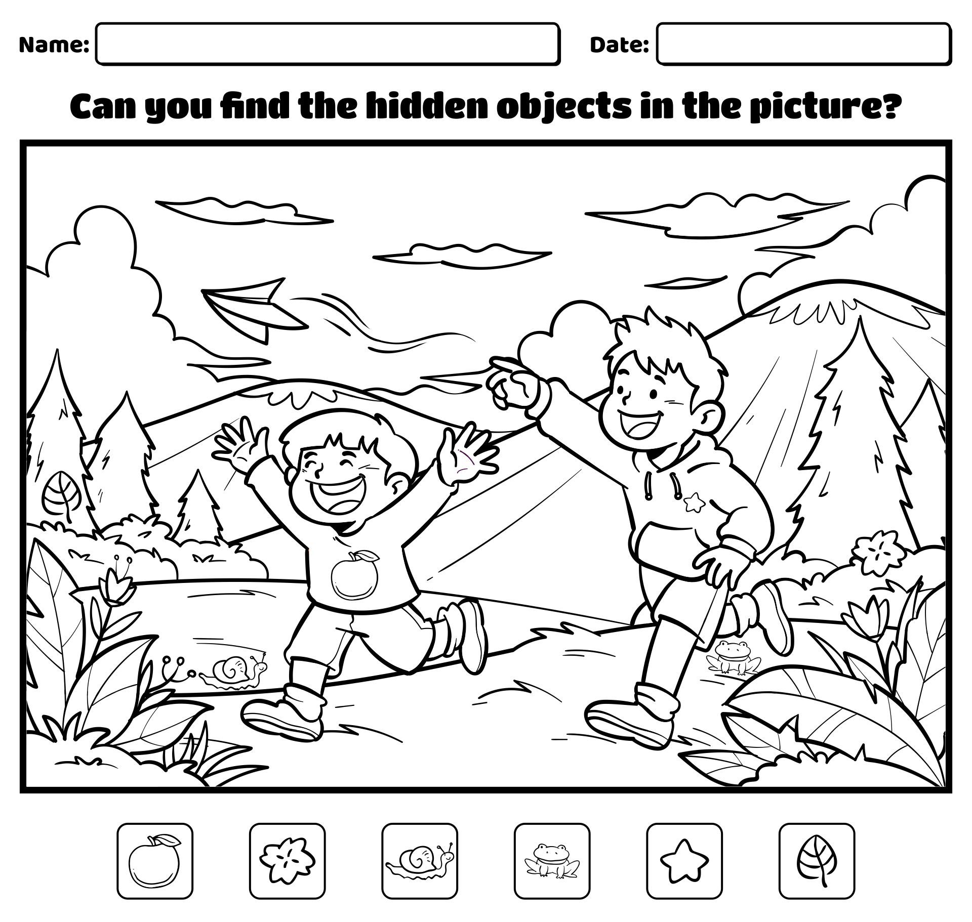 Easy Hidden Object Printable Worksheets