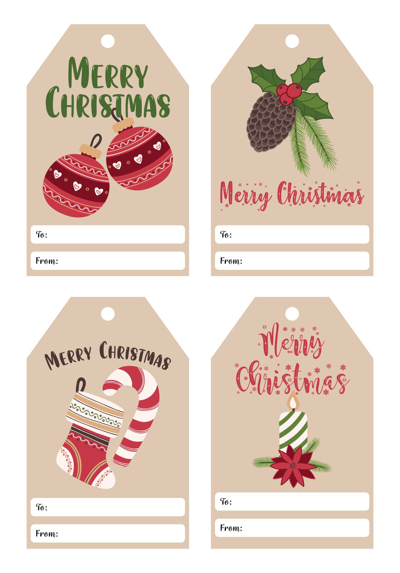 Christmas Tags Templates - 10 Free PDF Printables | Printablee