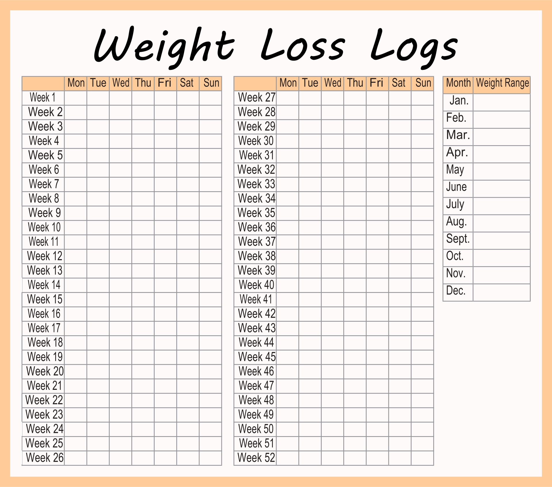 Weight Loss Printable Chart