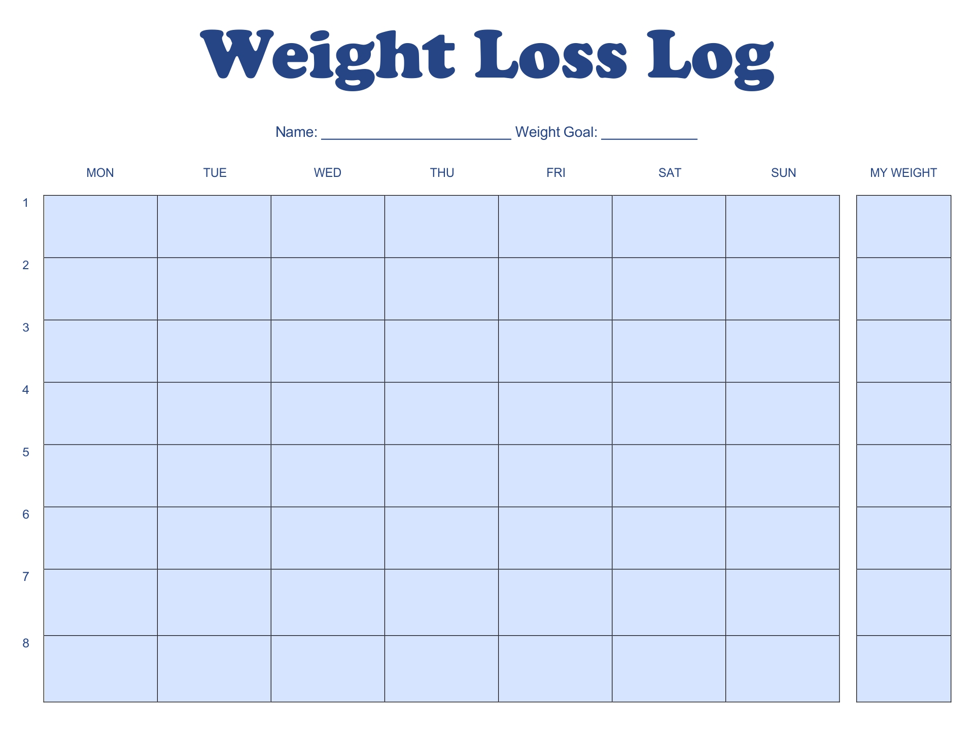 Printable Weight Loss Logs
