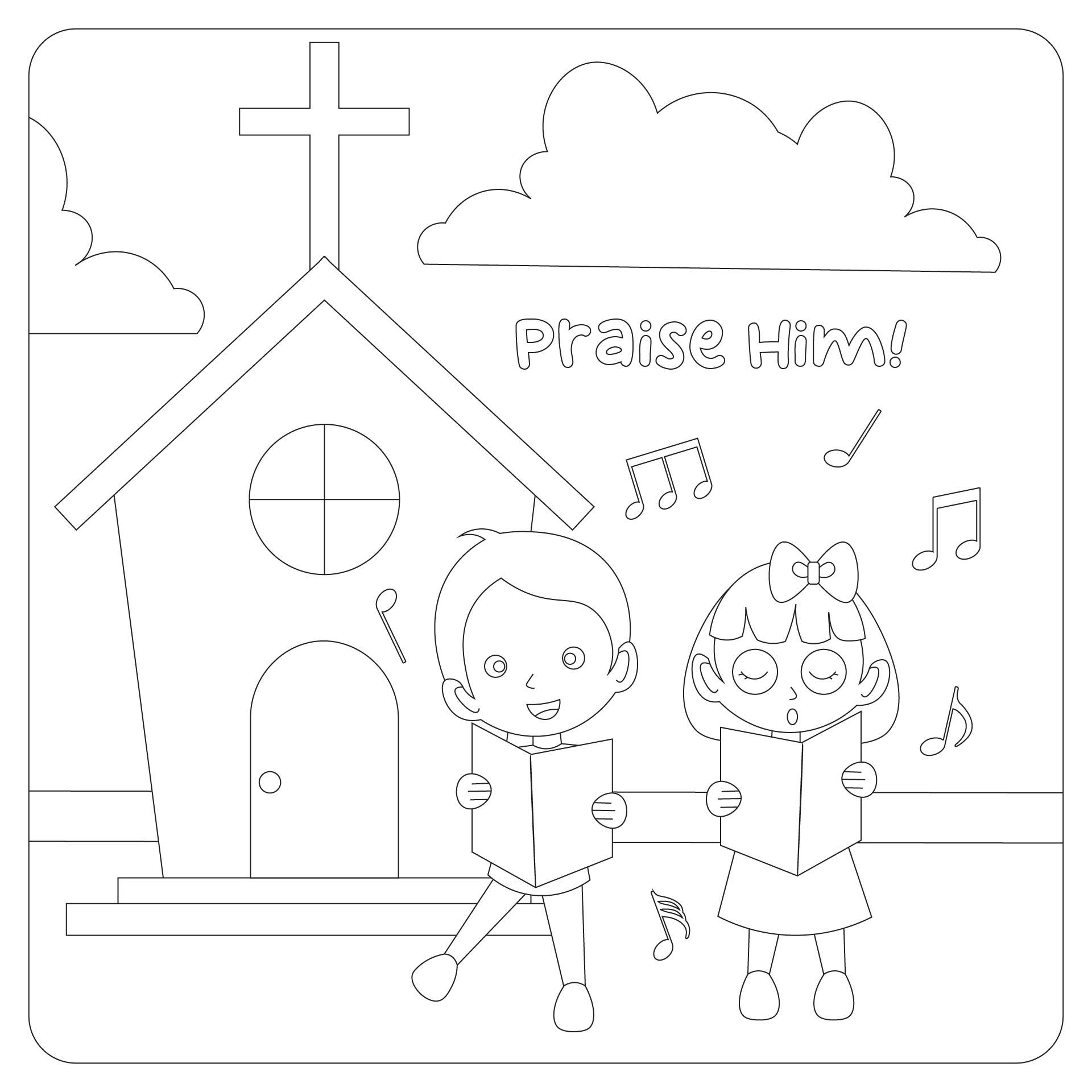 Praise Sunday School Coloring Sheets