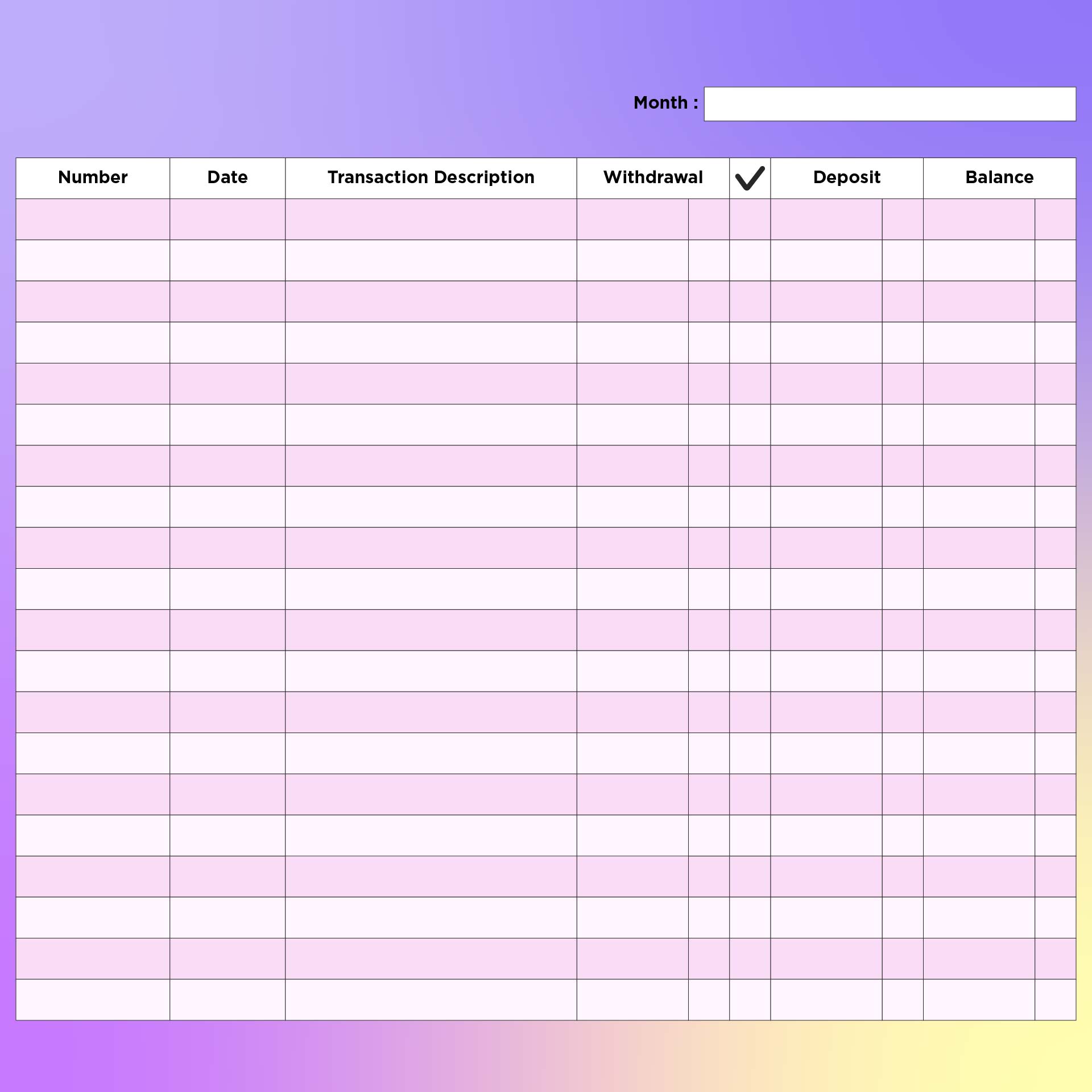 Checkbook Register Legal Size Printable