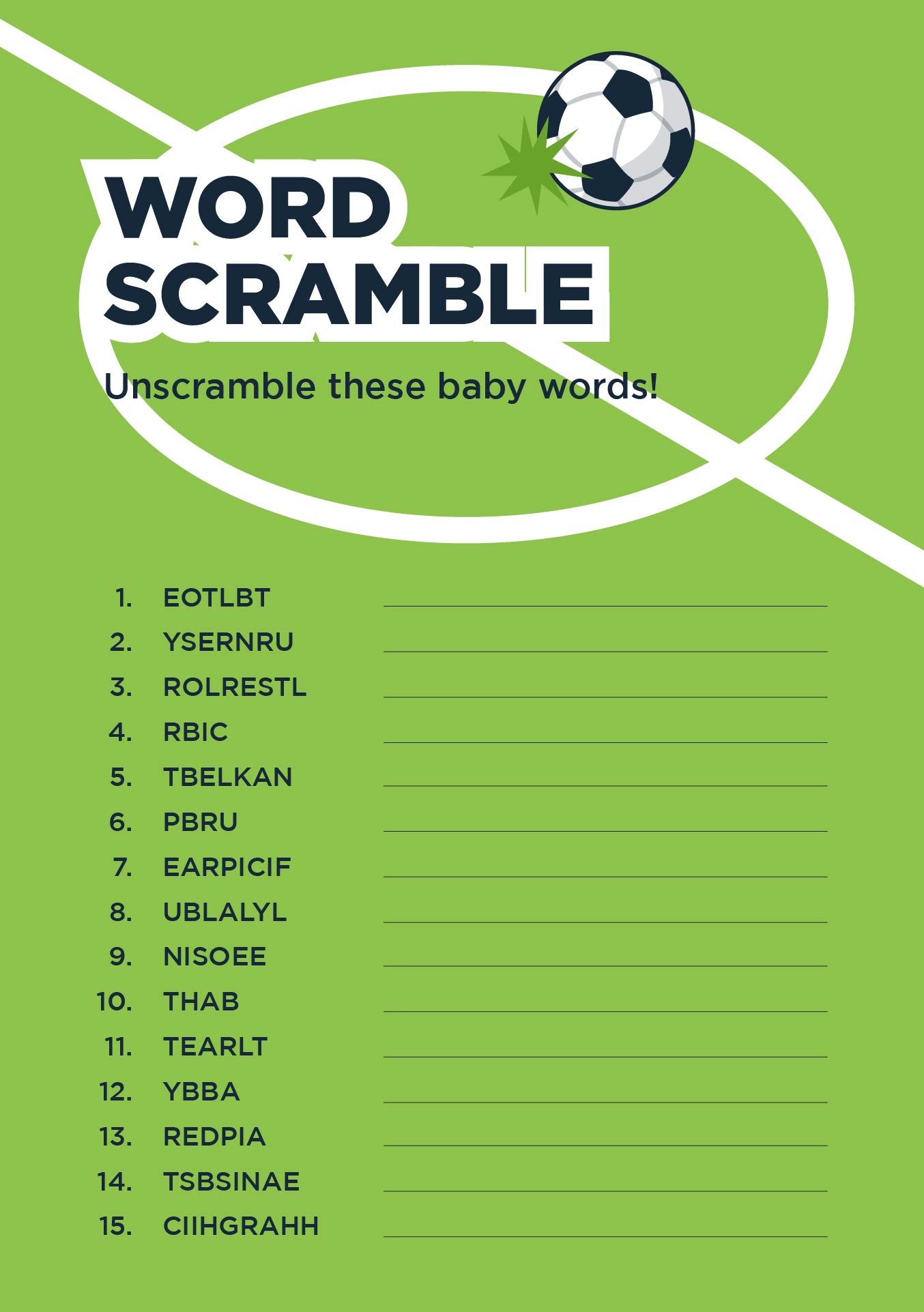 Sports Baby Shower Games Printable