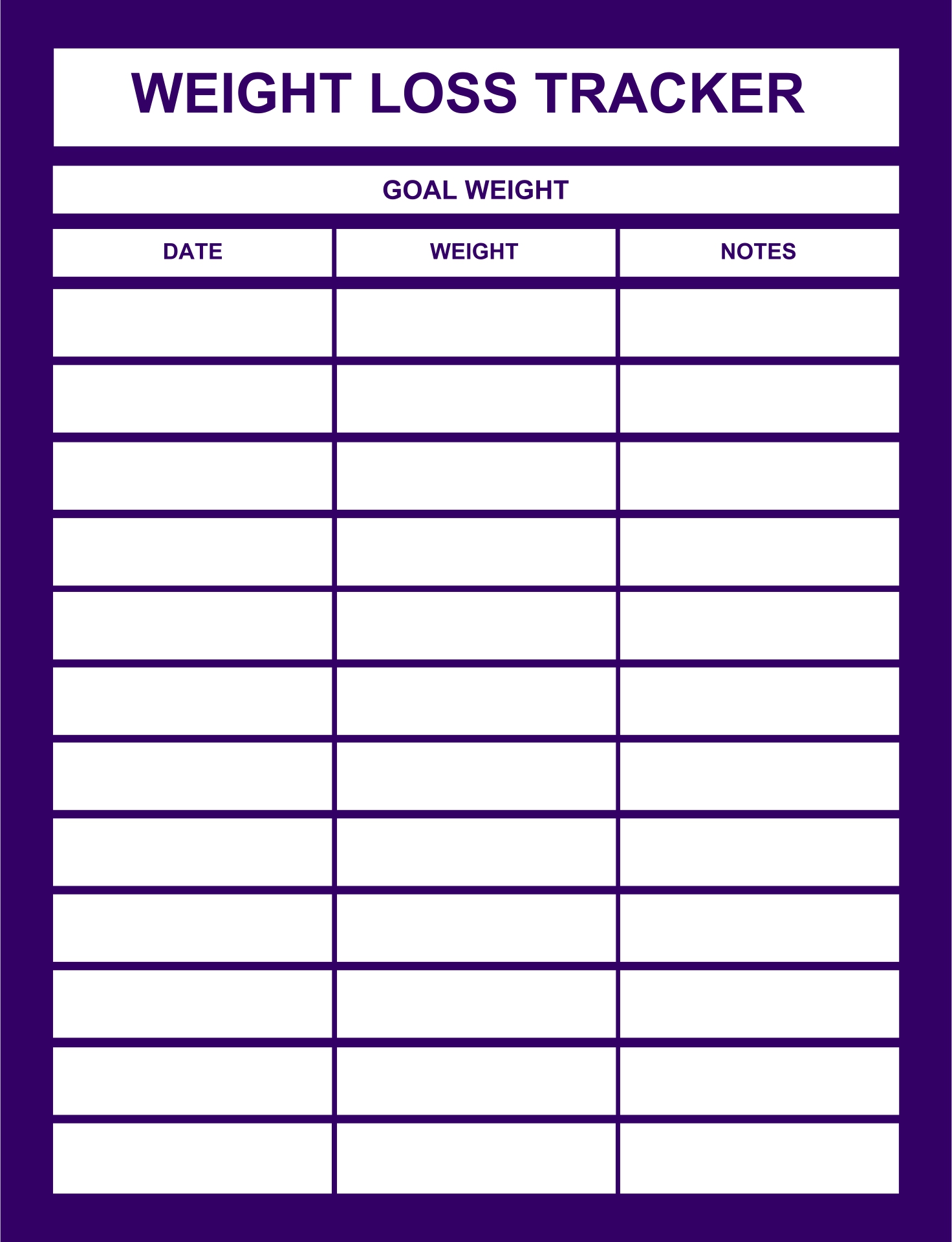 Printable Weight Loss Log