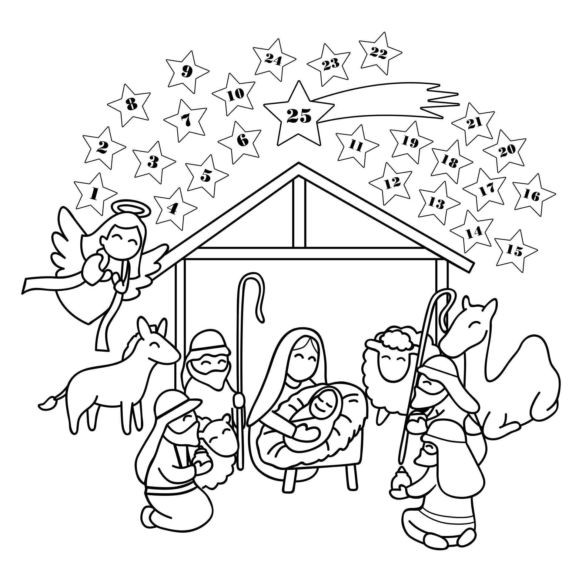 Advent Nativity Scene Coloring Pages