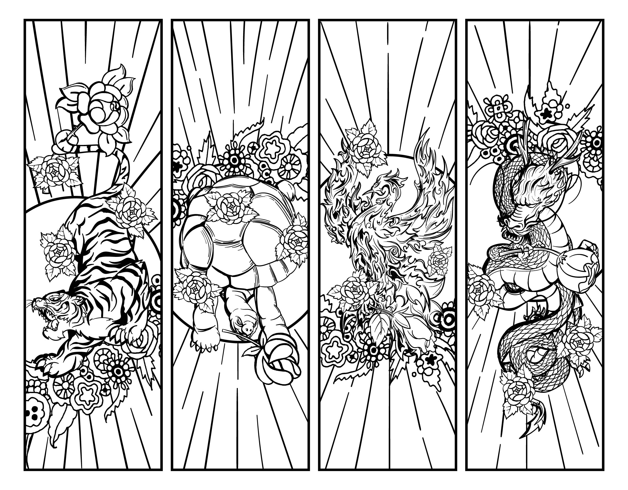 Animal Bookmark Coloring Pages
