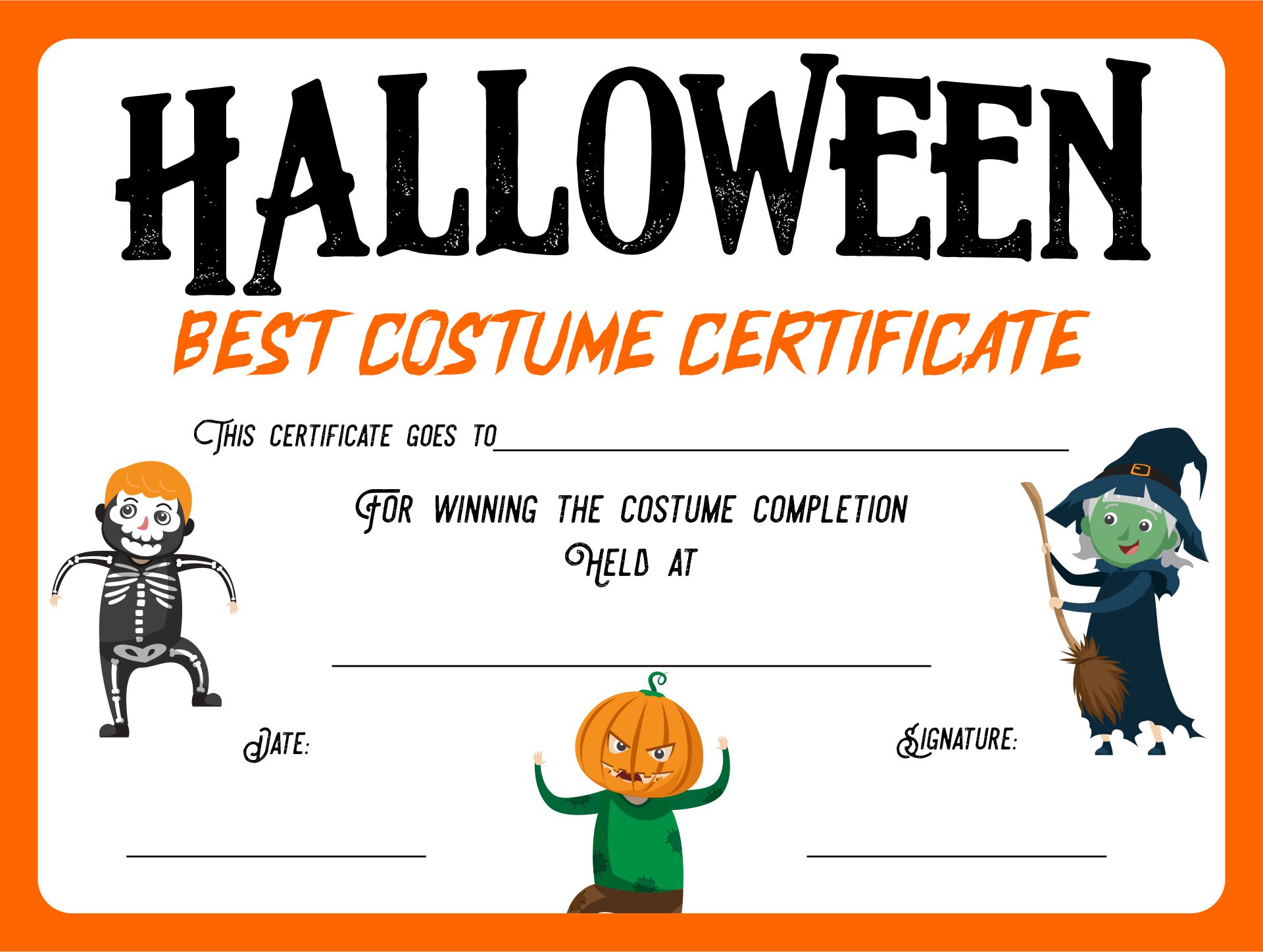 Worst Halloween Costume Awards - 15 Free PDF Printables | Printablee