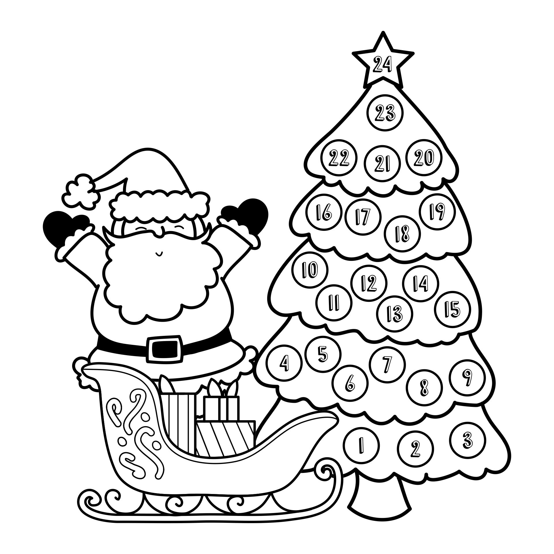 Christmas Tree Advent Calendar Coloring