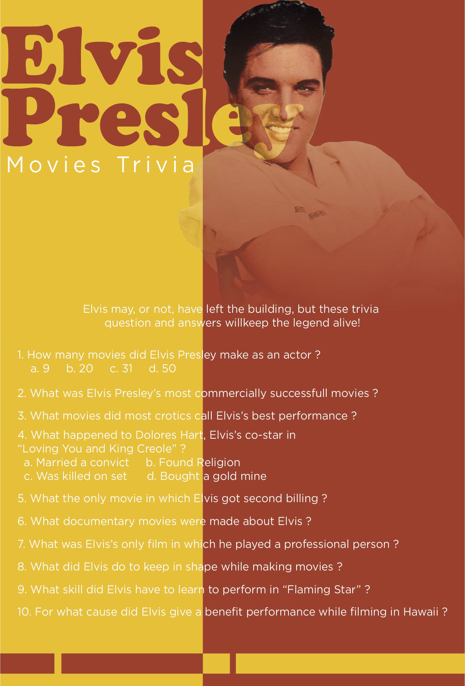 Elvis Presley Printable Trivia