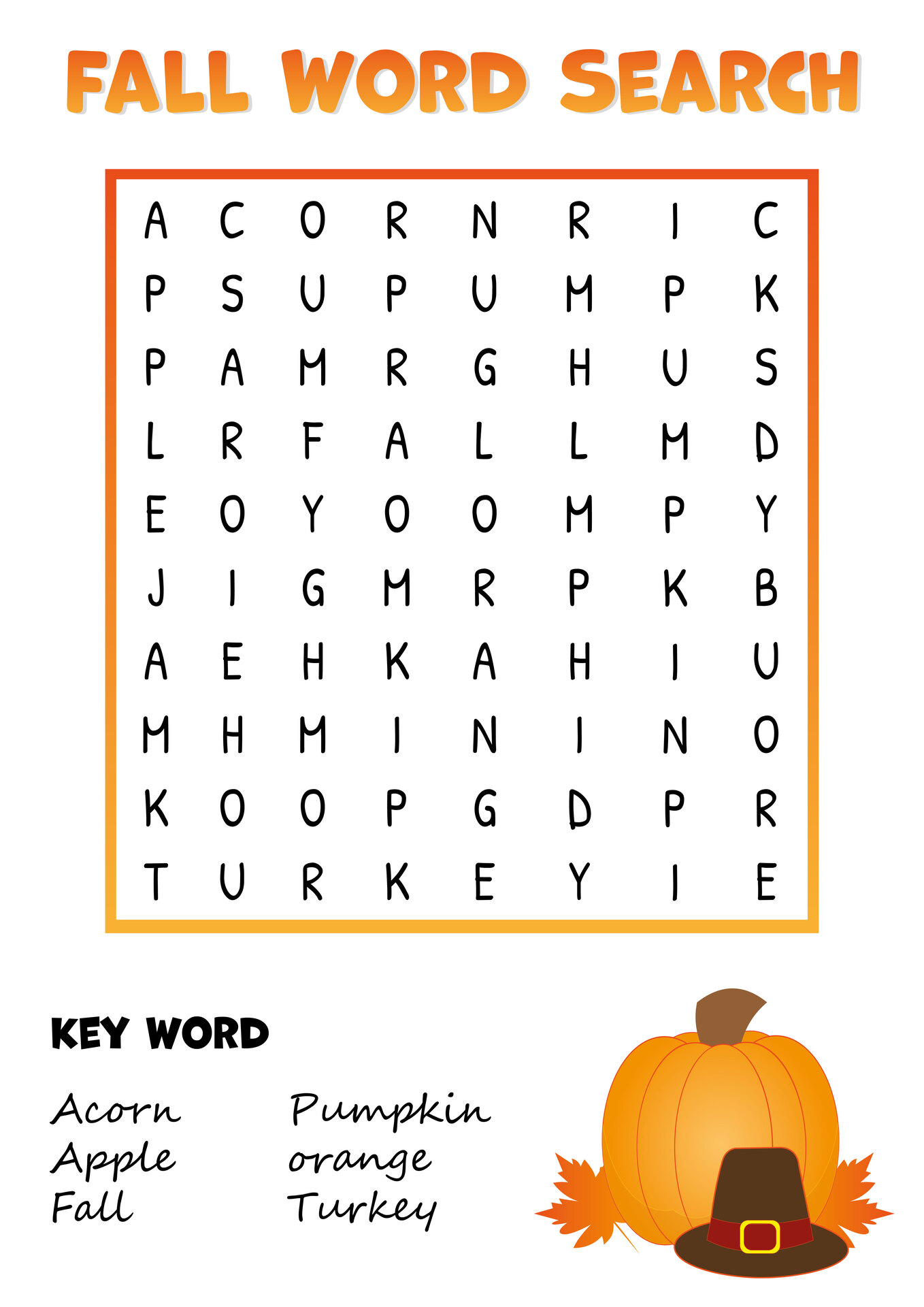 Word Search Printable Fall