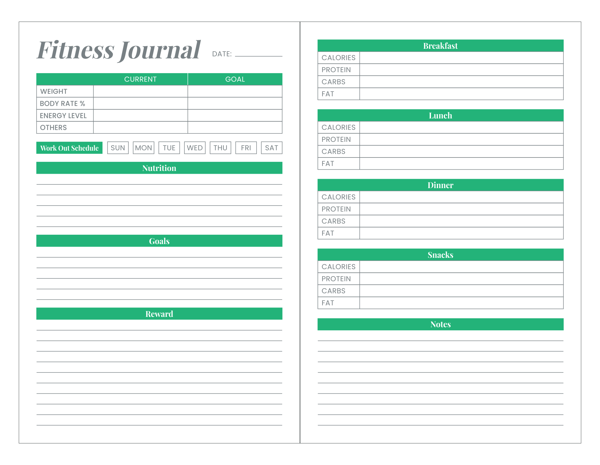 Fitness Journal Template