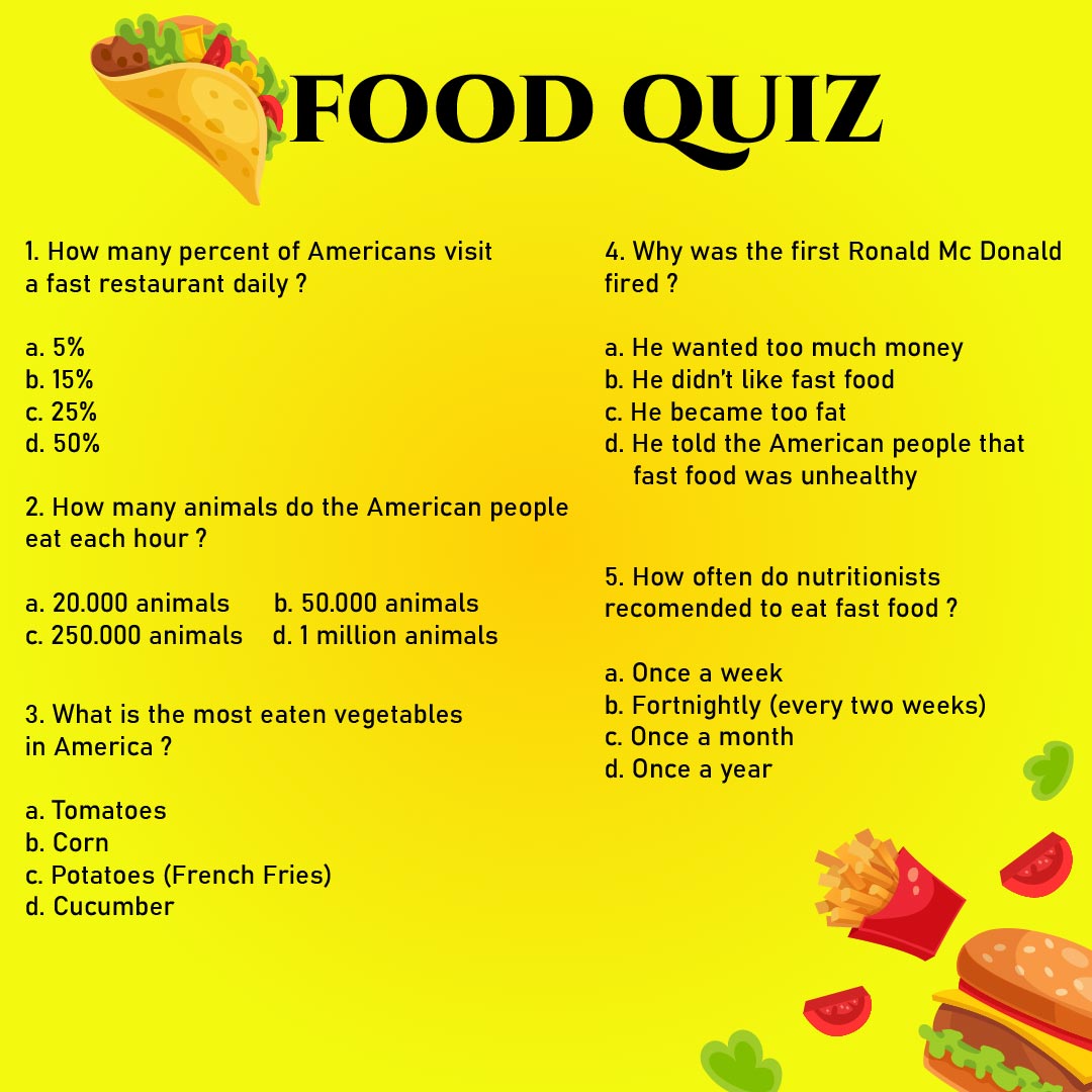 Printable Food Trivia Questions