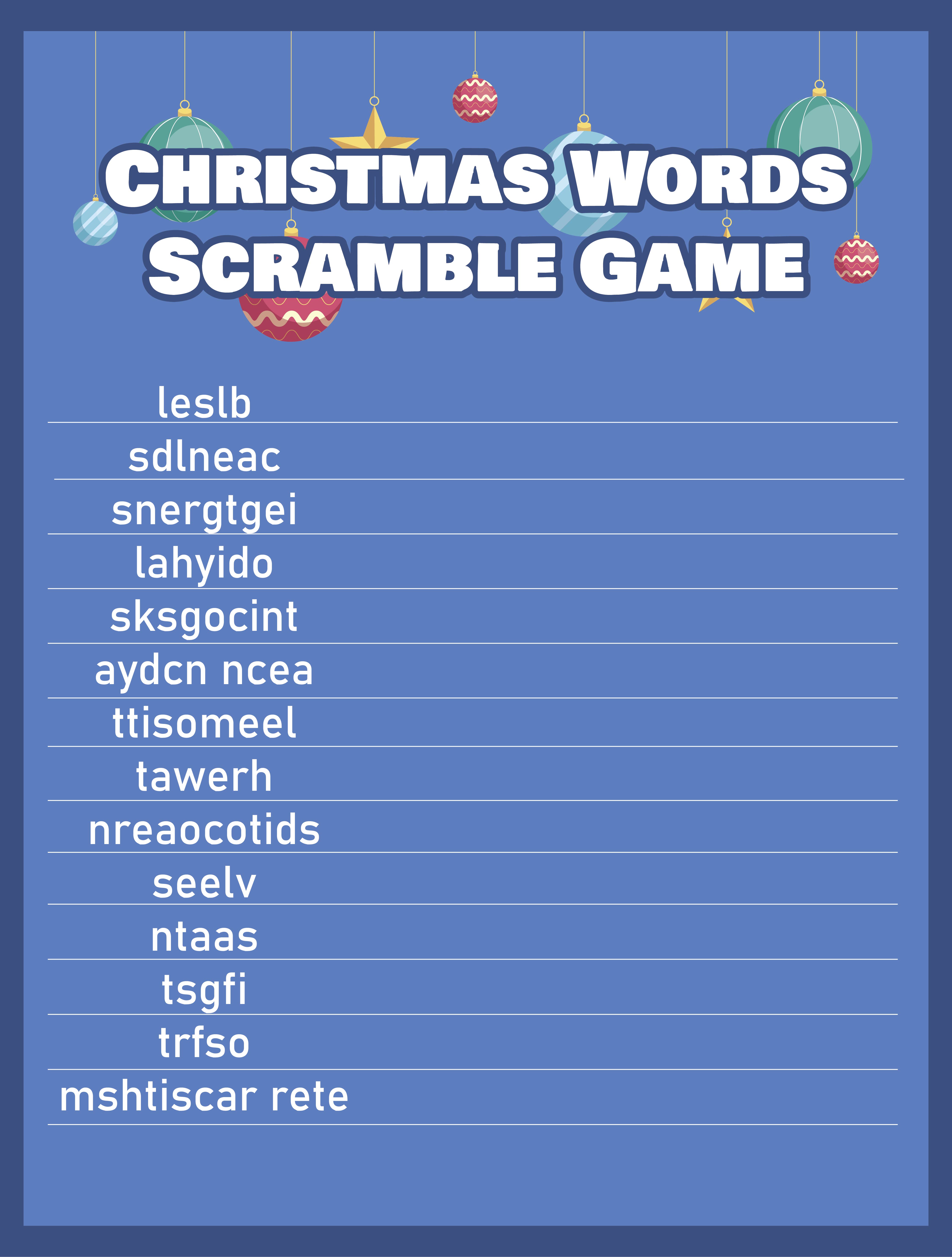 Printable Christmas Word Games