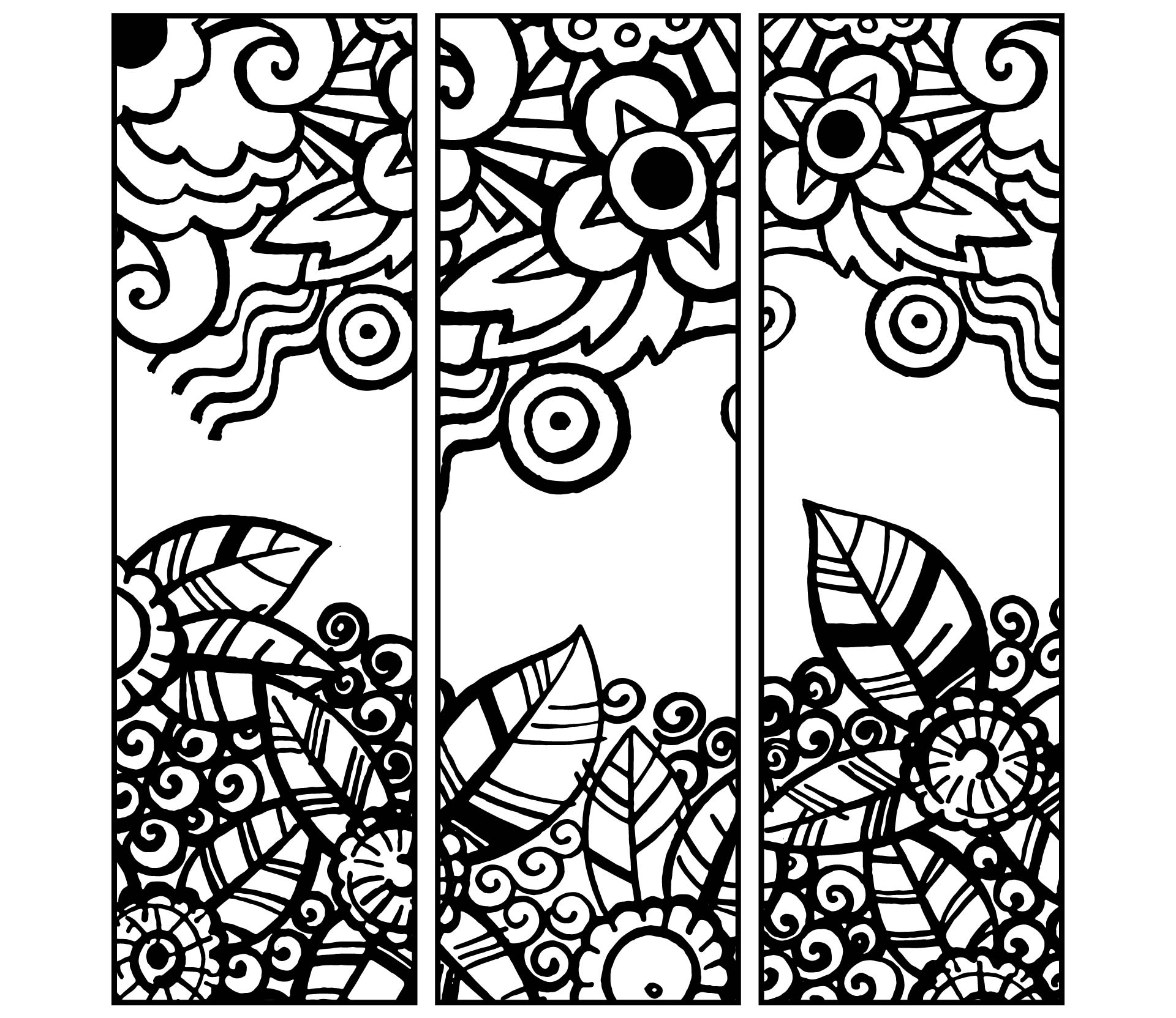 Printable Flower Bookmarks to Color