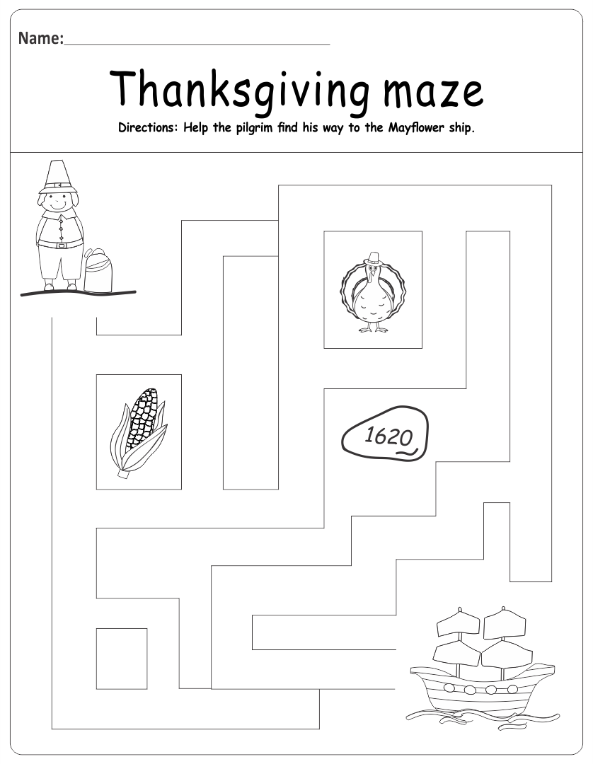 Printable Thanksgiving Worksheets Kindergarten